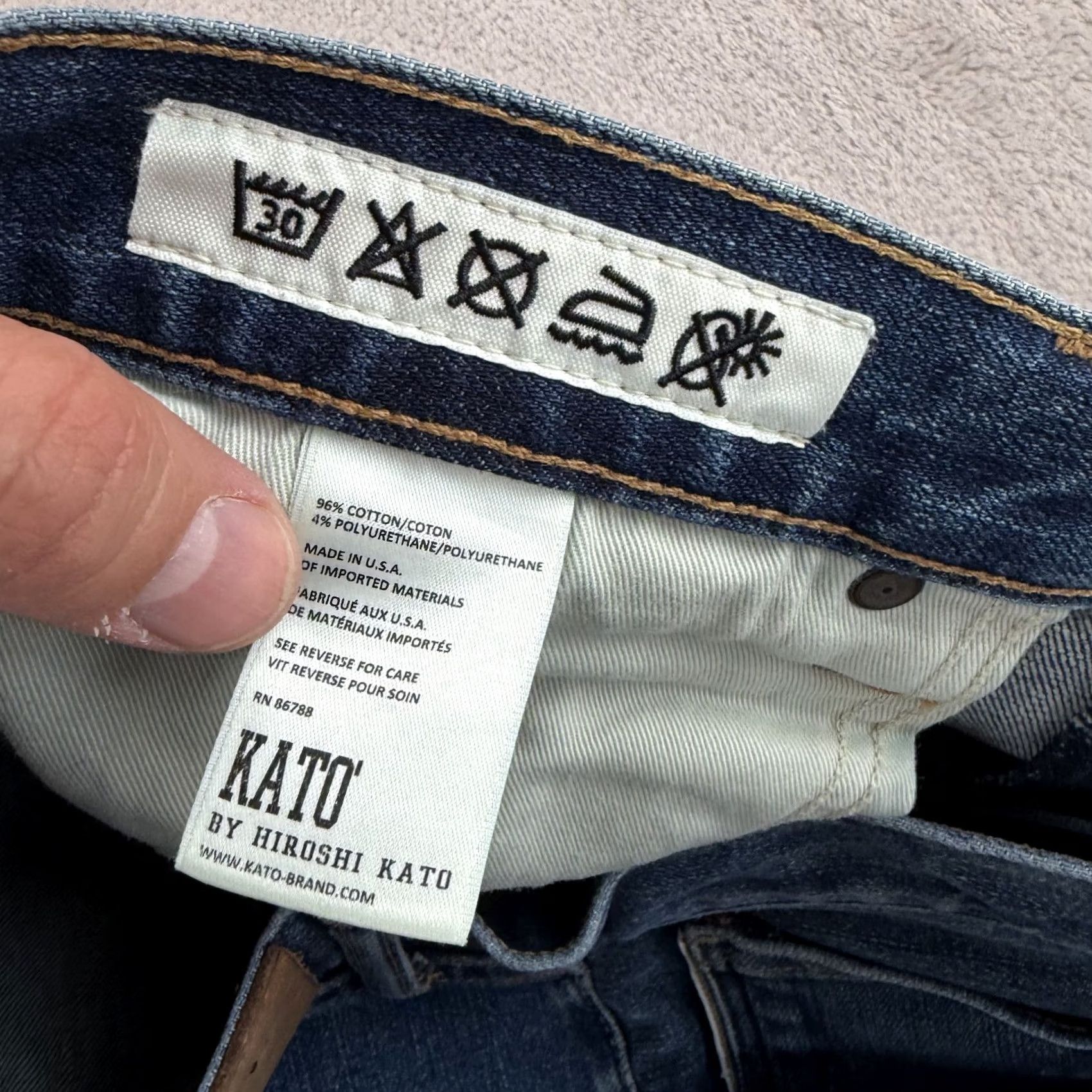 KATO Hiroshi Kato The Pen Slim Japanese 10.5oz Selvedge Jeans in Rain Wash Men 34x28 Size US 34 / EU 50 - 3 Thumbnail