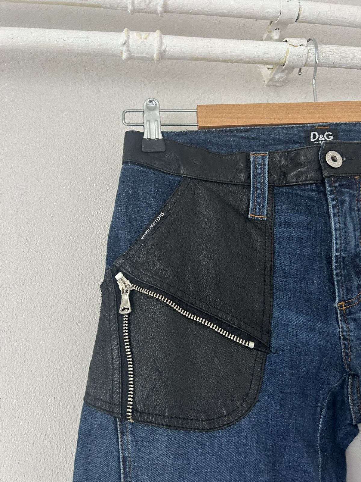 Dolce & Gabbana Denim Zipper Jeans with Leather Applications Size US 30 / EU 46 - 3 Thumbnail