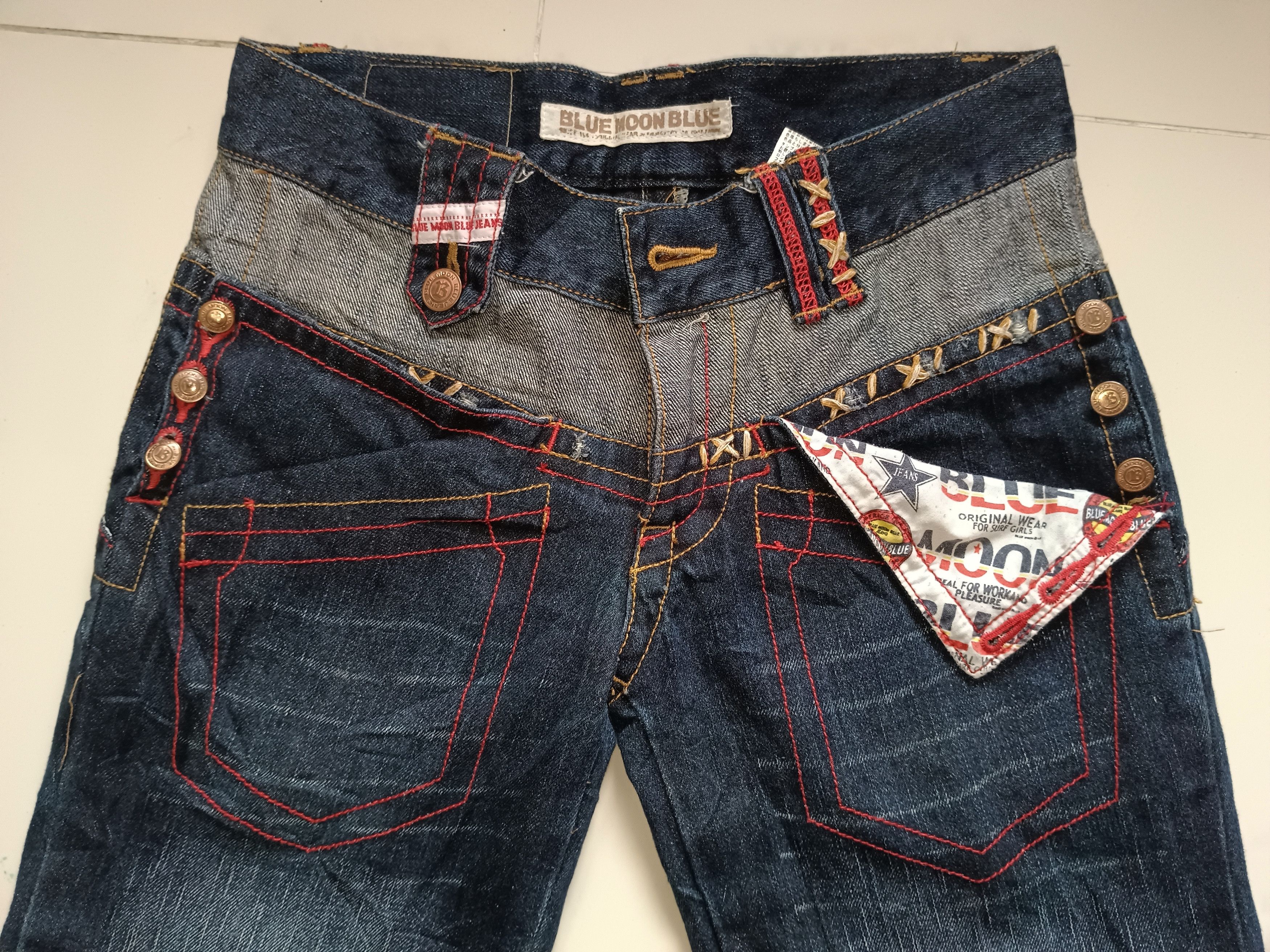 14th Addiction × Hysteric Glamour × If Six Was Nine Japanese Y2K Blue Moon Blue Flare Distressed Jeans Size US 31 - 7 Thumbnail