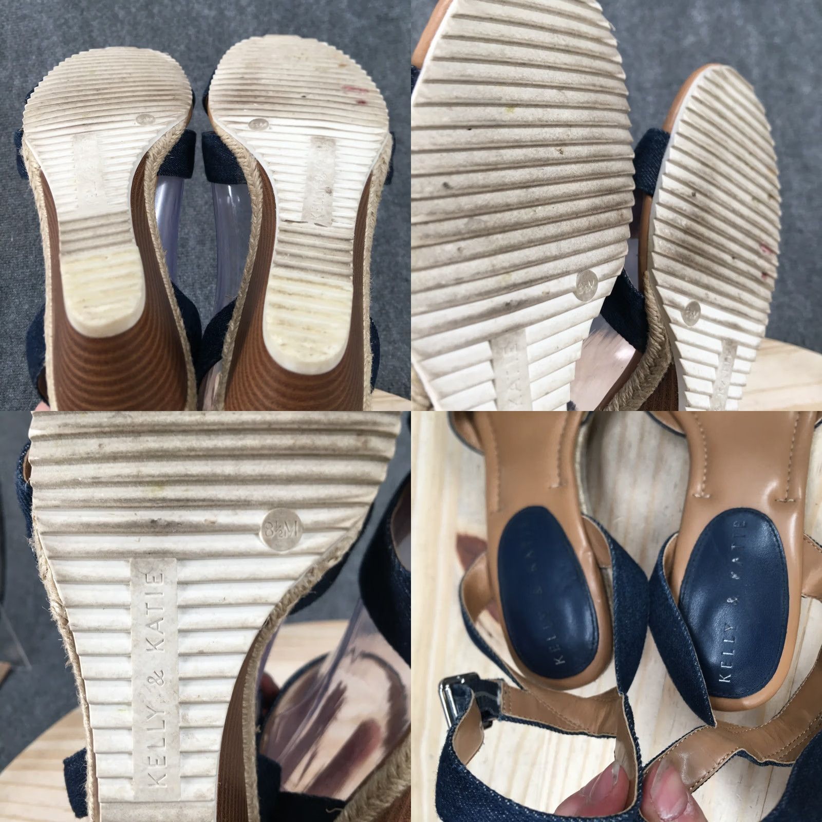 Vintage Kelly & Katie Espadrille Womens 8.5M Blue Gala Open Toe Ankle Strap Wedge Heel Sandal Adult Footwear Casual Size US 9 / IT 39 - 8 Thumbnail
