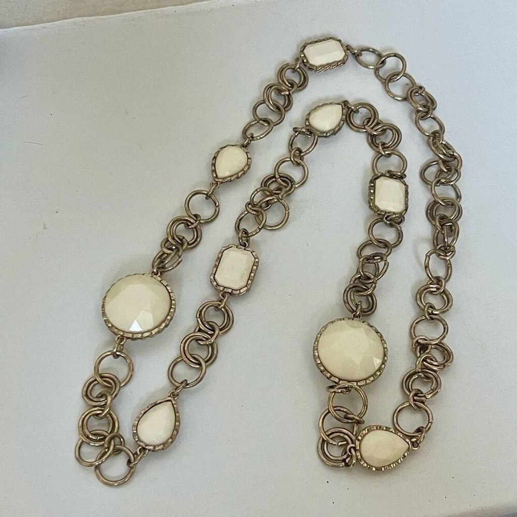 J.Crew J. Crew Cream Medallion Wide Link Gold Toned Necklace Womens Size ONE SIZE - 2 Thumbnail