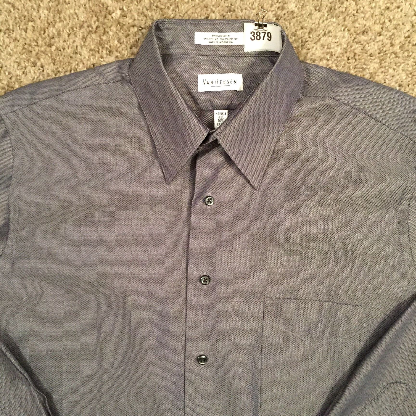 Van Heusen VAN HEUSEN Button-Up Shirt Mens L Gray Long Sleeve Textured Size US L / EU 52-54 / 3 - 3 Thumbnail