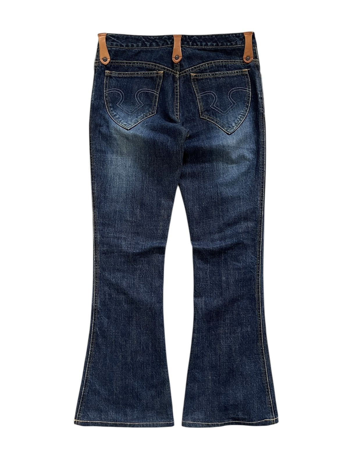 Obelisk 1990s Obelisk Stitching Flare Denim Leather Trim Size US 30 / EU 46 - 2 Thumbnail