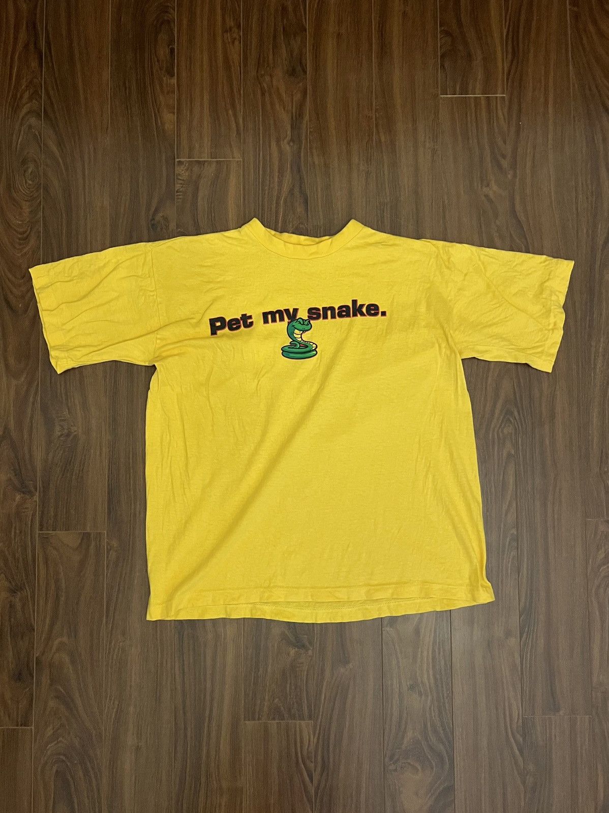 Vintage Vintage Joke “Pet my snake” Graphic Tee in Yellow Size US M / EU 48-50 / 2 - 1 Thumbnail