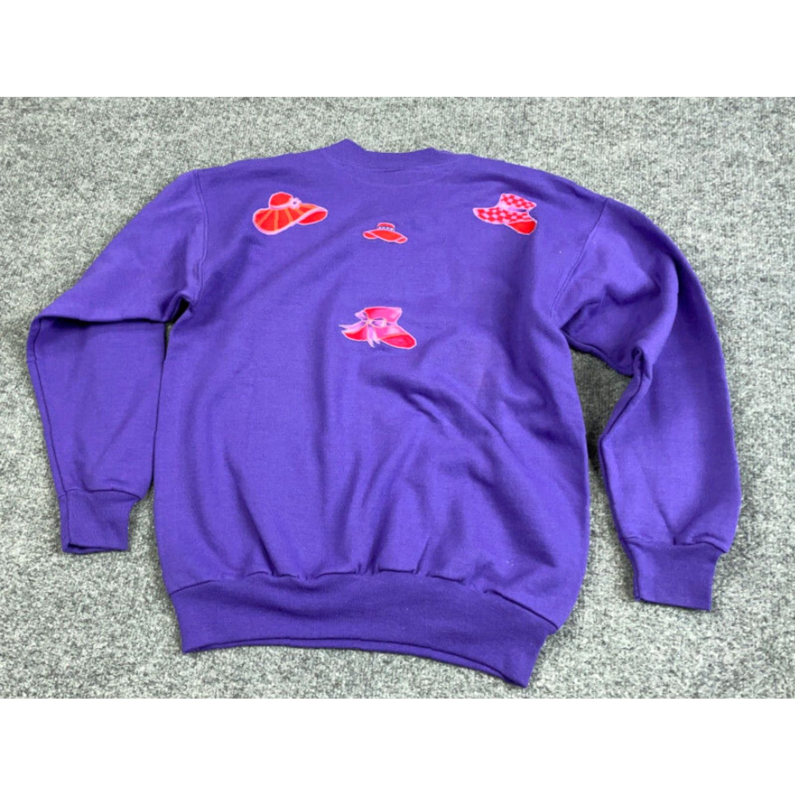 Hanes Hanes Sweatshirt Adult Small Purple Embroidered 90s Retro Graphic Print Women Pullover Crew Neck Size S / US 4 / IT 40 - 2 Thumbnail