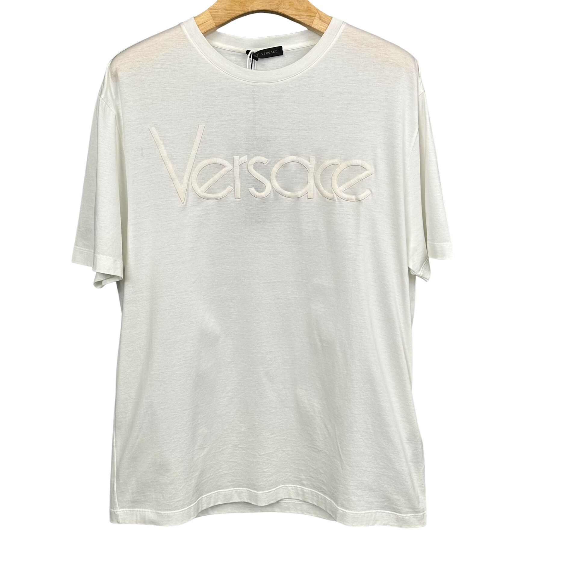 Versace Versace Embroidered Logo T-Shirt White Size L Size US L / EU 52-54 / 3 - 1 Thumbnail
