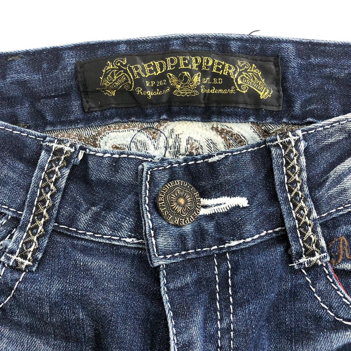 14th Addiction × If Six Was Nine × Japanese Brand Y2K Vintage Red Pepper Cross Punk Distressed Skinny Jeans Size 28" / US 6 / IT 42 - 13 Thumbnail