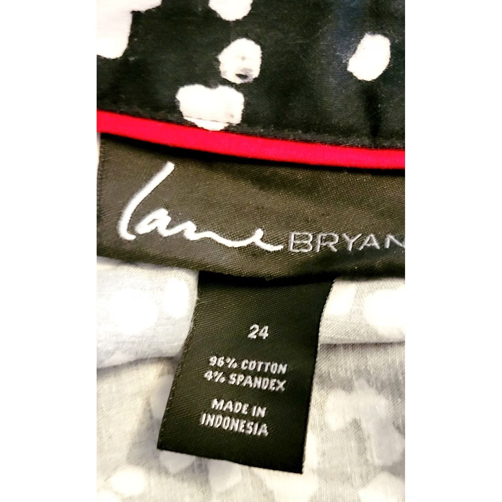 Vintage Lane Bryant Button-Up Shirt Blouse Polka Dot 24 2X 3X BlackWhite 3/4 Sleeve Collared Jeweled Collar Plus Size Womens Shirt Size 4XL / US 24-26 - 3 Thumbnail