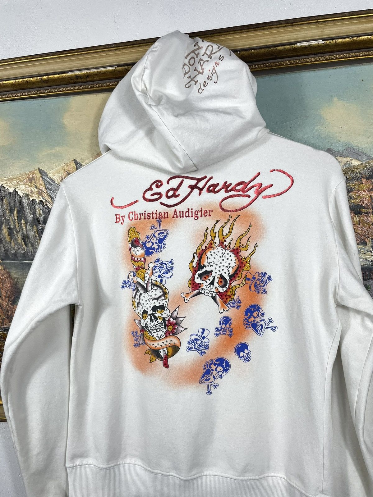 Christian Audigier × Ed Hardy × Vintage Ed Hardy Retro 00s Hoodie With Crystals Affliction Grunge Size US XS / EU 42 / 0 - 9 Thumbnail