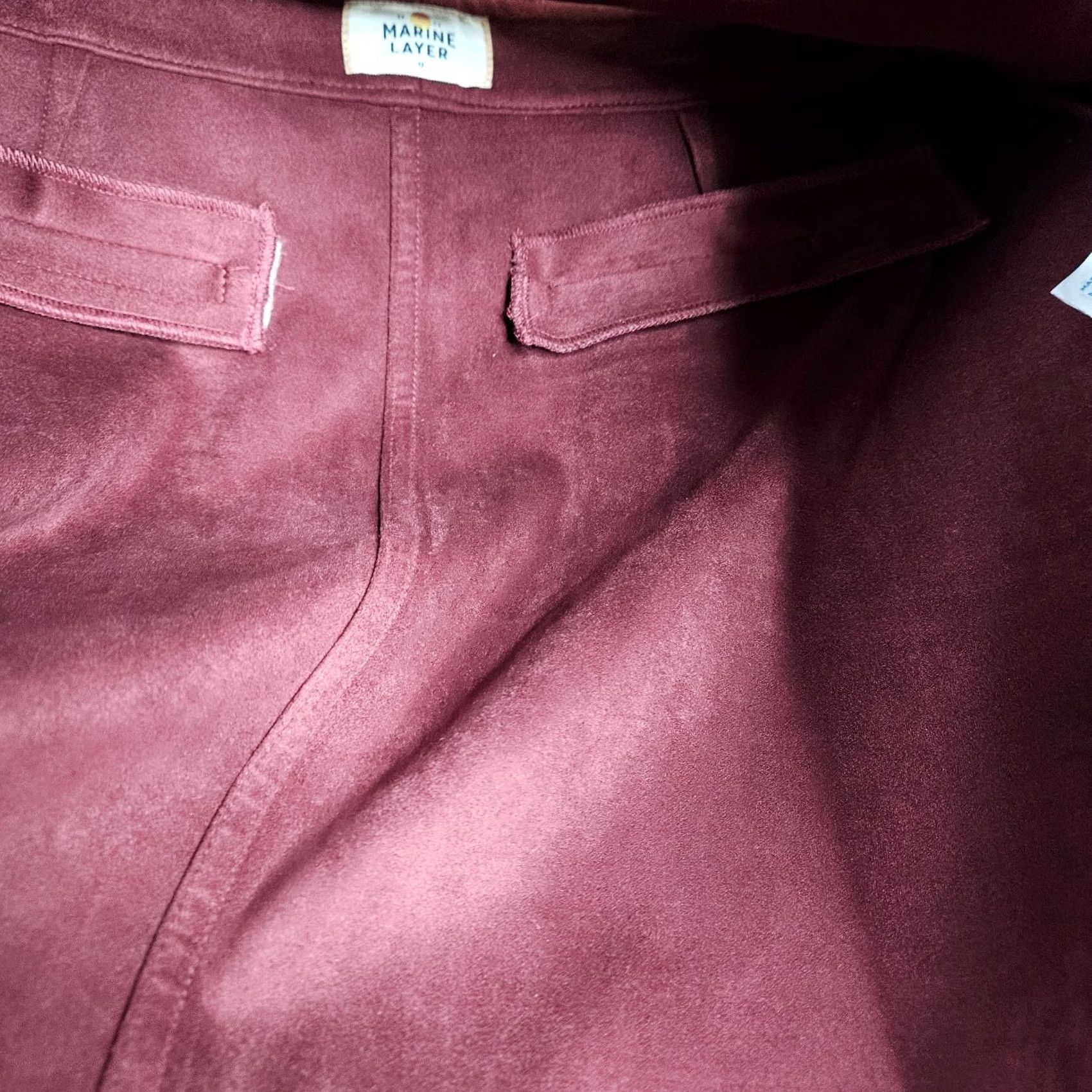Marine Layer Marine Layer Women’s Mini Burgundy Wine Faux Suede A-line Skirt Sz 12 Size 34" / US 12 / IT 48 - 5 Thumbnail
