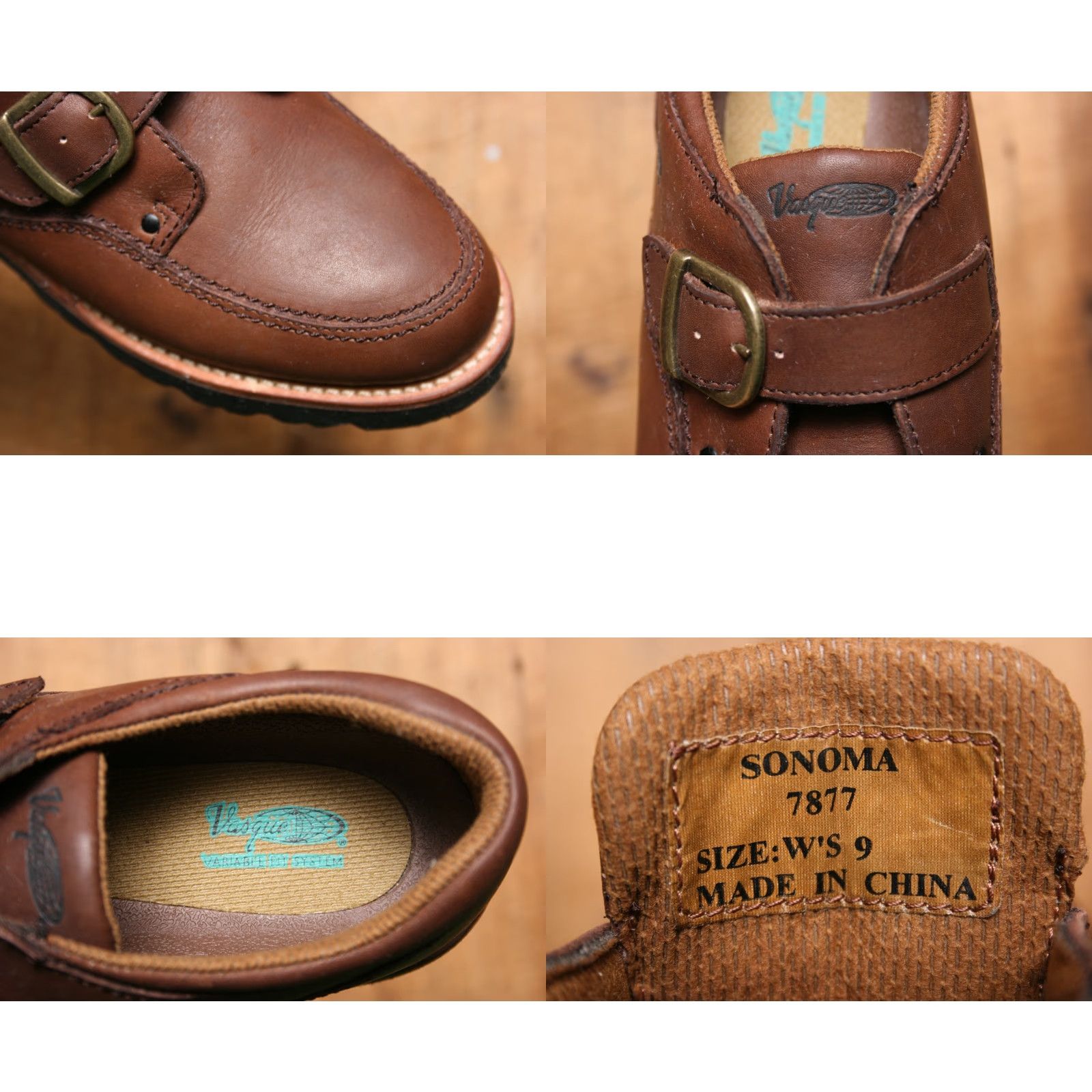 Vasque Vasque Sonoma Brown Leather Monk Buckle Strap Low Boot Oxfords Women's Sz. 9 Size US 9 / IT 39 - 8 Thumbnail