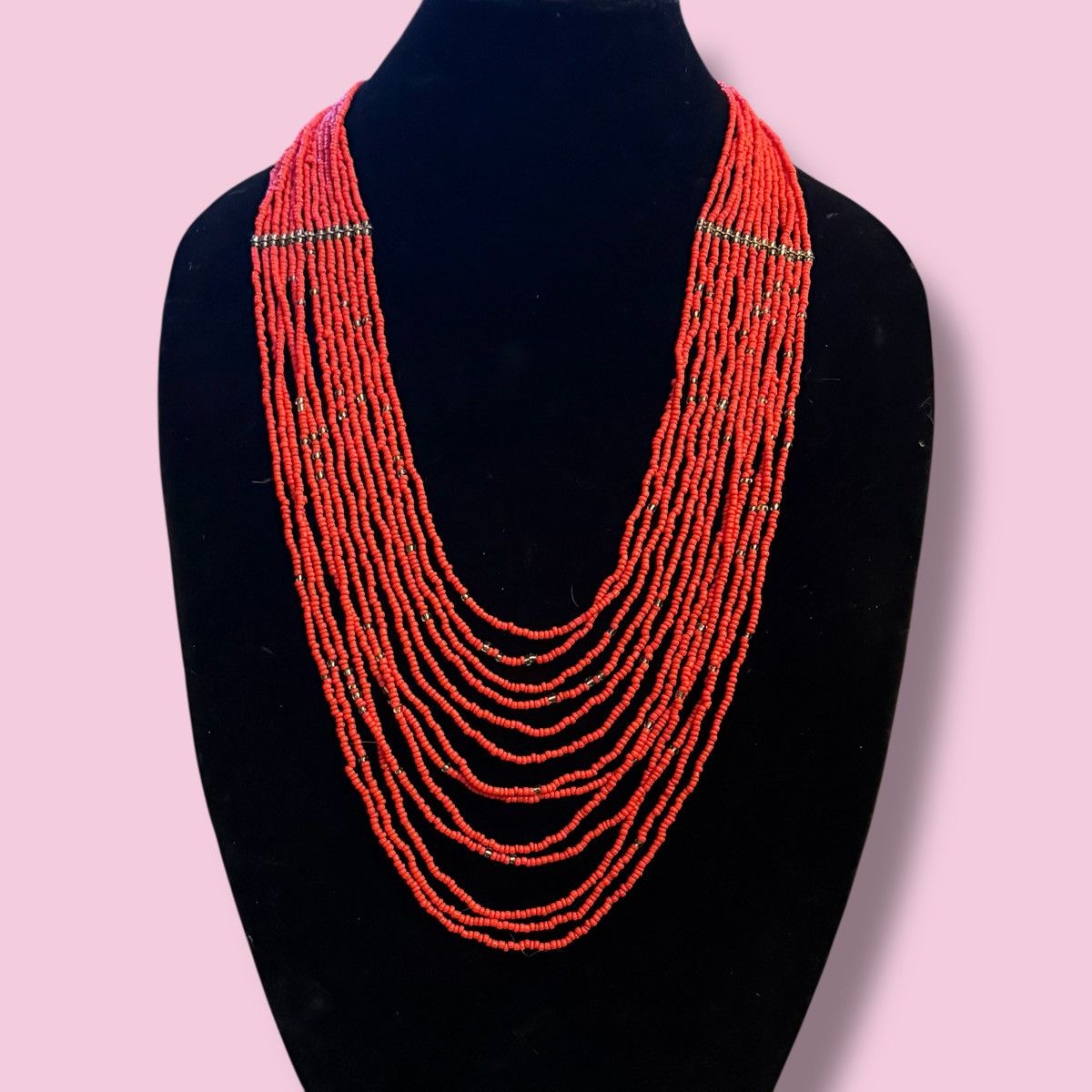 Other Layered multi strand coral seed bead necklace Size ONE SIZE - 1 Thumbnail
