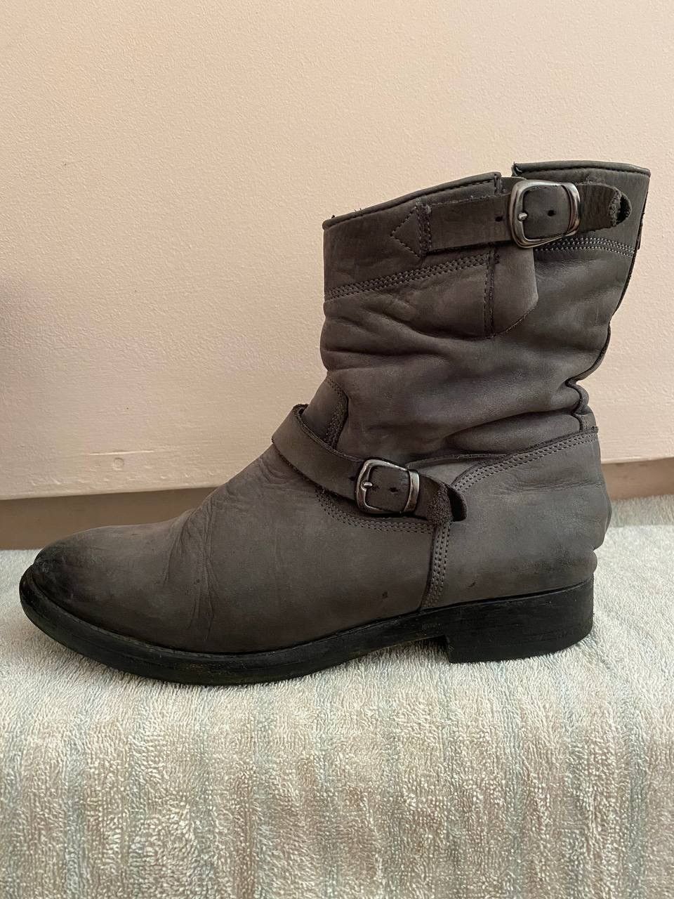 Belstaff × Vintage 🔥 BELSTAFF Women's Gray Leather Biker Boots Size US 6 / IT 36 - 4 Thumbnail