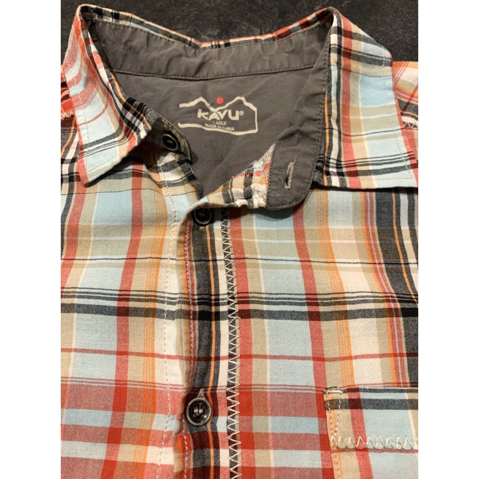 KAVU KAVU Lightweight Outdoor Plaid Camp Shirt Large Multi-Color Short Sleeve Mens Size US L / EU 52-54 / 3 - 5 Thumbnail