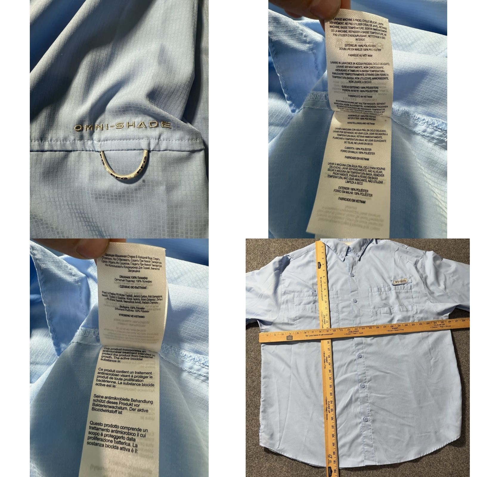 Vintage Columbia PFG Omni-Shade Button-Up Shirt Men XL Blue Solid Lightweight Breathable Collared Long Sleeve with Pockets Size US XL / EU 56 / 4 - 8 Thumbnail