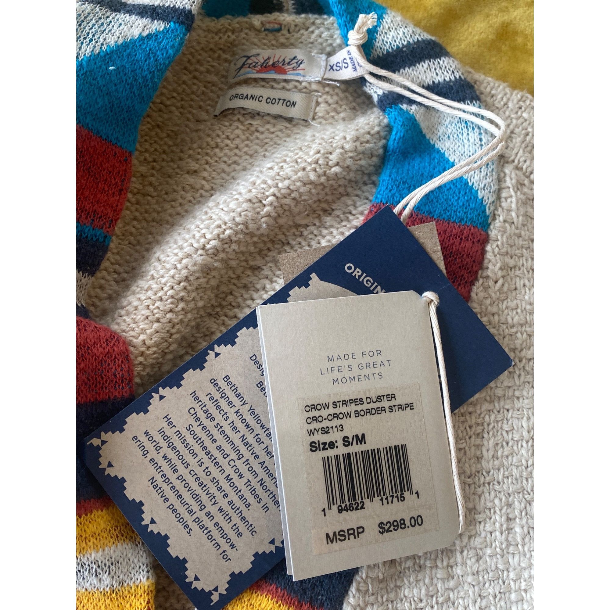 Faherty New $298 Faherty Crow Stripes Tassel Organic Cotton Duster C Size S / US 4 / IT 40 - 5 Thumbnail