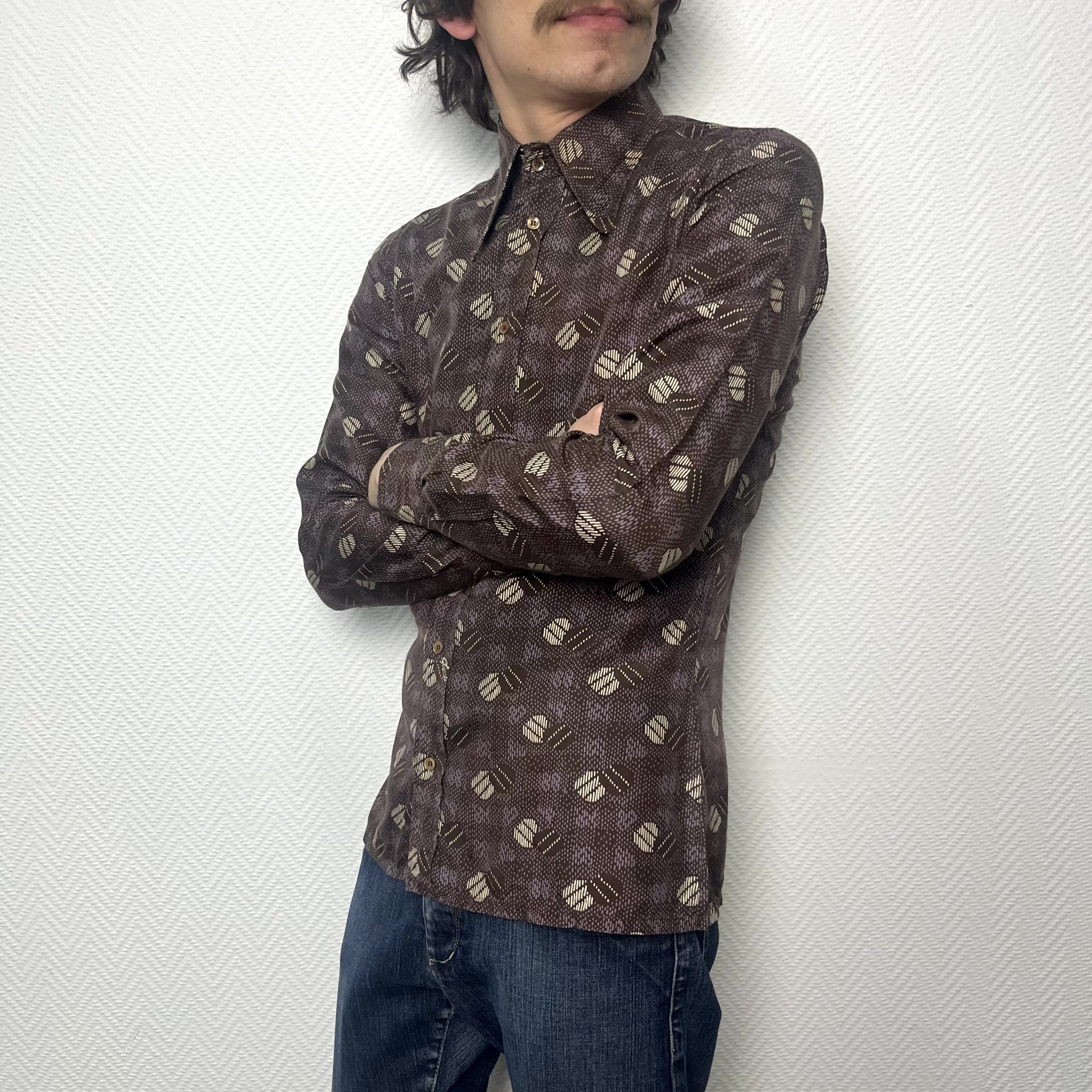 Vintage Vintage Pancaldi Brown Geometric Pattern Shirt Size M Size US M / EU 48-50 / 2 - 11 Thumbnail