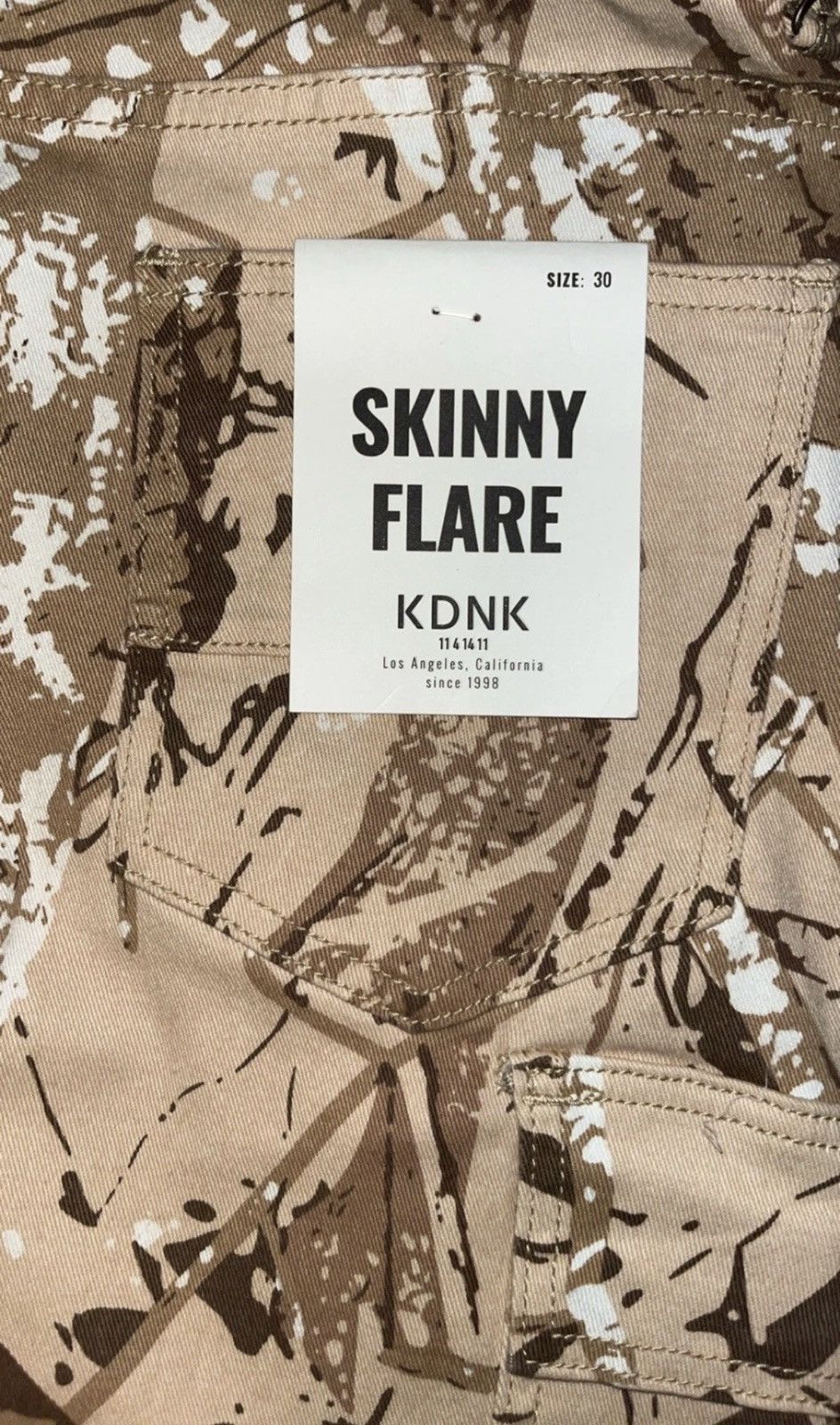Designer KDNK Skinny Flared Jeans Sz 30 Wide Bottoms Camo Size US 30 / EU 46 - 3 Thumbnail