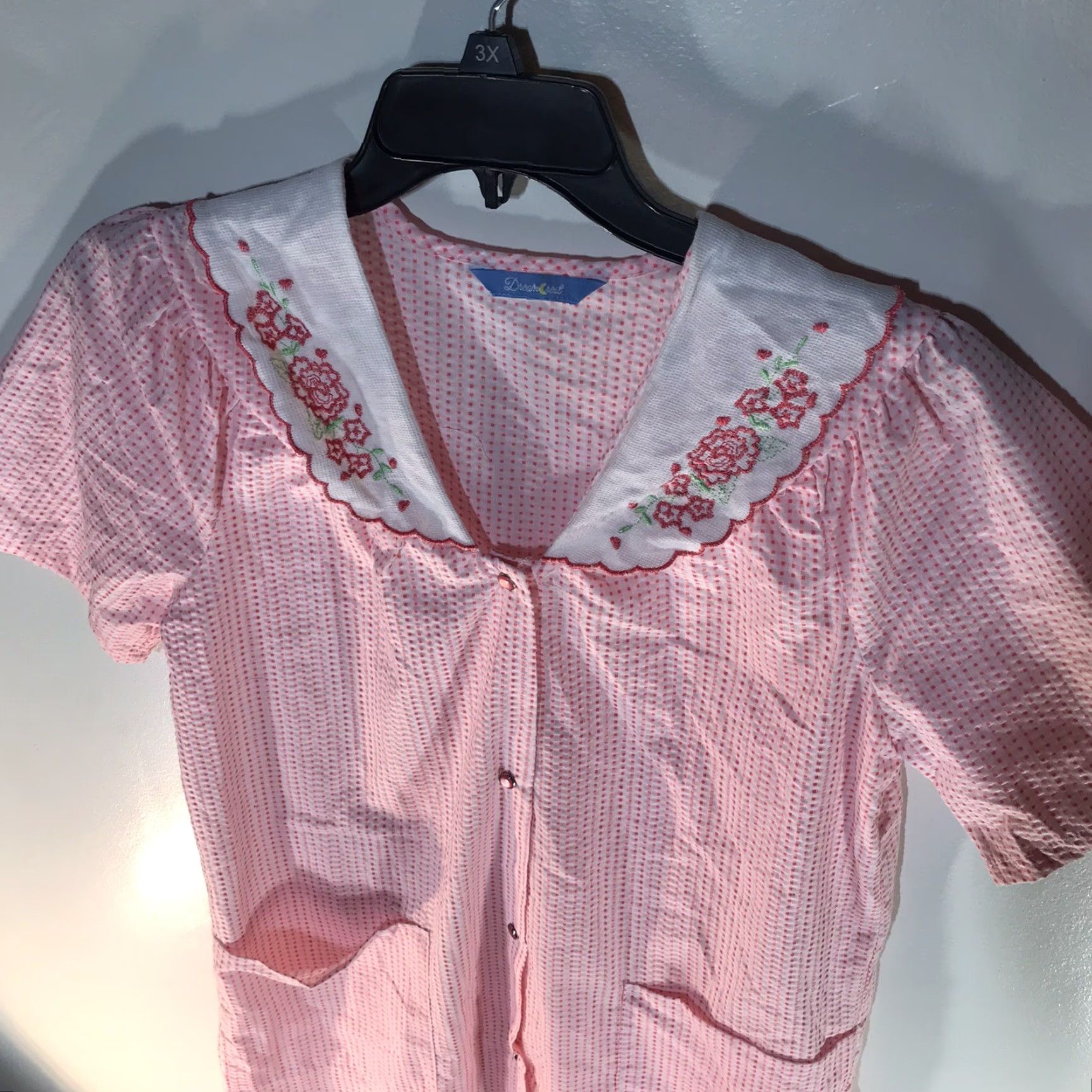 Vintage Dream Rest Pink/White Checked Snap Front Duster Womens Size S Size ONE SIZE - 2 Thumbnail