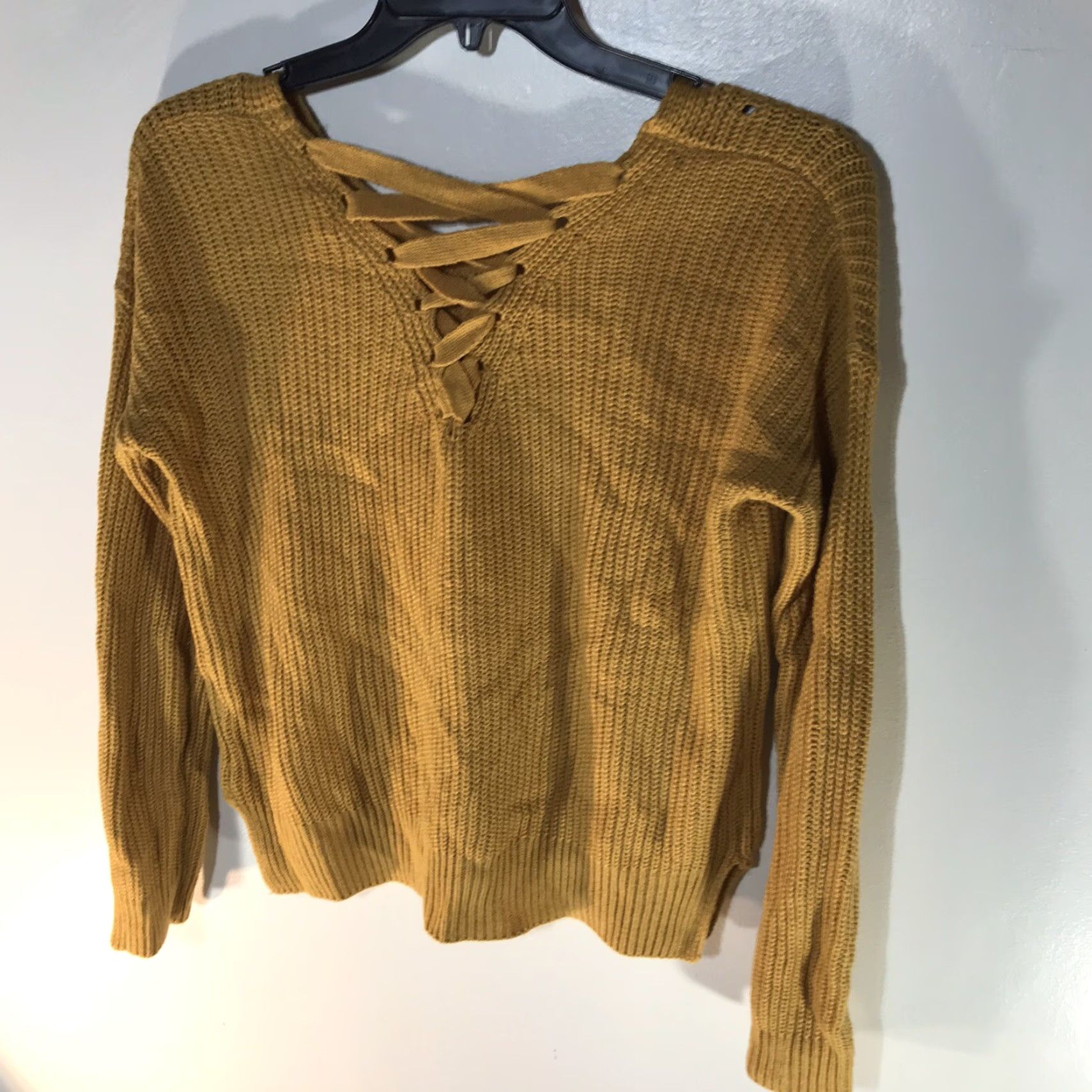 Vintage Moral Fiber Cable Knit Sweater Womens L Yellow V-Neck Long Sleeve Pullover Casual Size L / US 10 / IT 46 - 3 Thumbnail