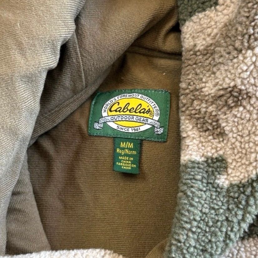 Vintage Cabela's Hoodie Mens M Brown Green Camo Berber Fleece Sweatshirt Hunting Outdoor Camouflage Pullover Long Sleeve Beige Size US M / EU 48-50 / 2 - 3 Thumbnail