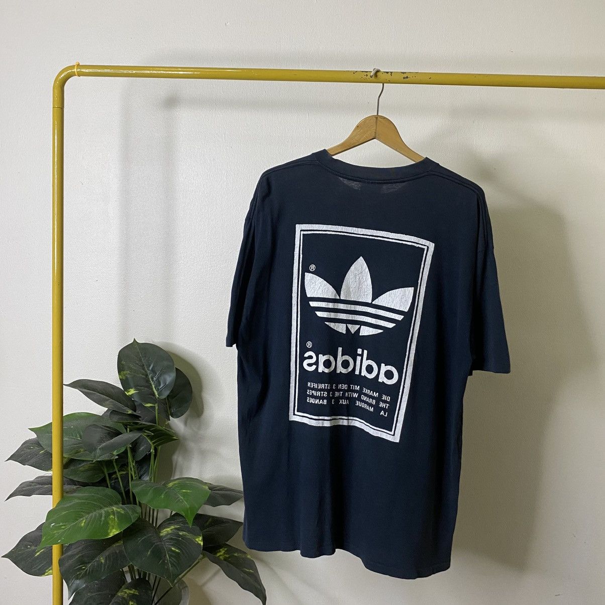 Adidas 1990s Adidas Double Sided Graphic Faded Black T Shirt Size US XL / EU 56 / 4 - 5 Thumbnail