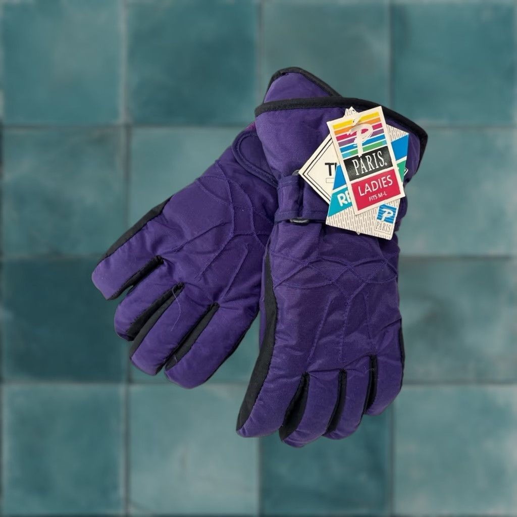 Vintage VINTAGE Paris Accessories Glove Womens Medium- Large Waterproof Winter Nylon 90s Purple NWT Deadstock Women Glove Mens? Size ONE SIZE - 1 Thumbnail
