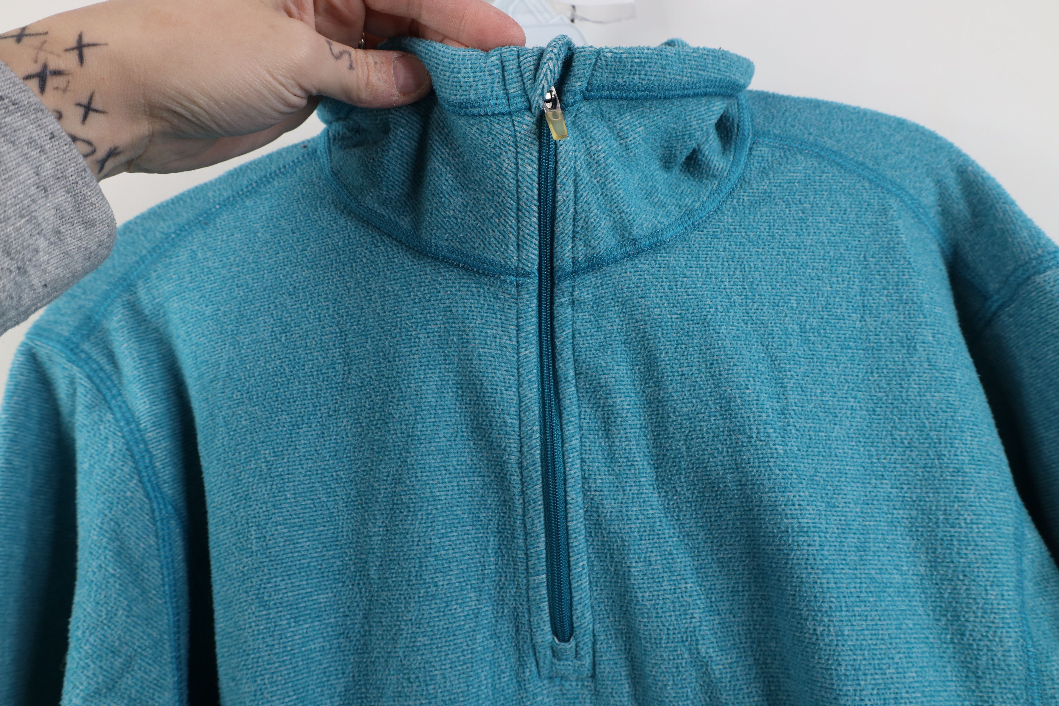 Vintage Alpine Design Fleece 1/4 Half Zip Pullover Sweater Blue Size L / US 10 / IT 46 - 9 Thumbnail