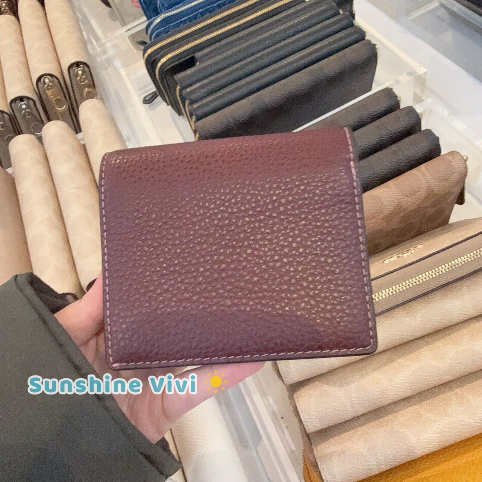 Coach NWT Coach Snap Wallet C2862 Merlot Pebbled Leather Charm Size ONE SIZE - 4 Thumbnail