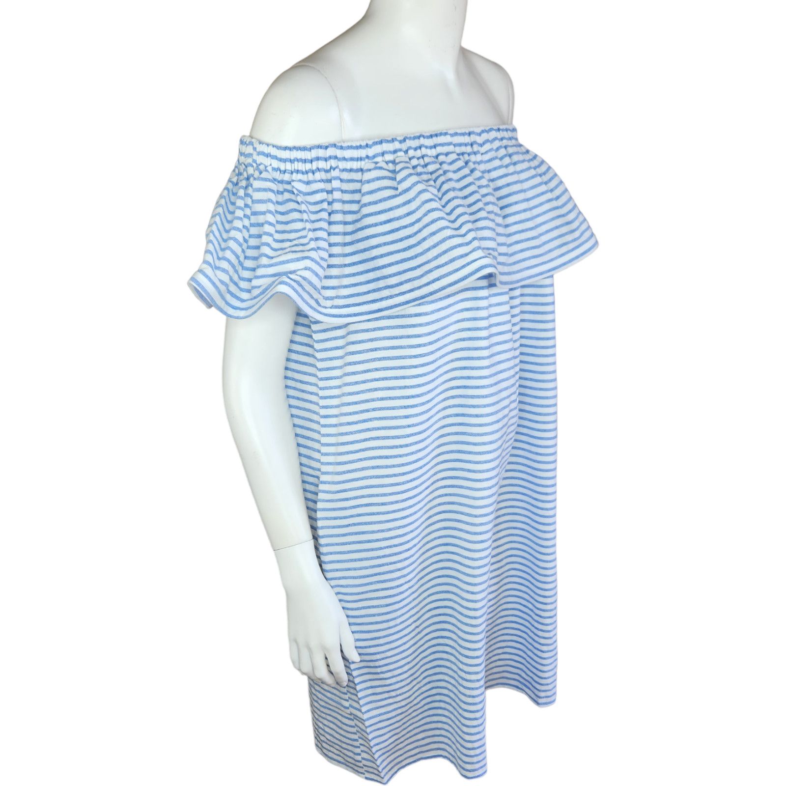 REVOLVE Revolve Line & Dot Dress Womens Large Lea Blue White Stripe Size L / US 10 / IT 46 - 11 Thumbnail