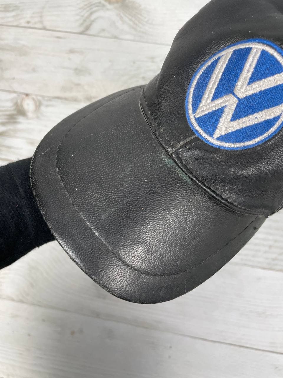 NASCAR Vintage Volkswagen Leather Cap Hat Logo 1990s Racing Y2K Vag Size ONE SIZE - 6 Thumbnail