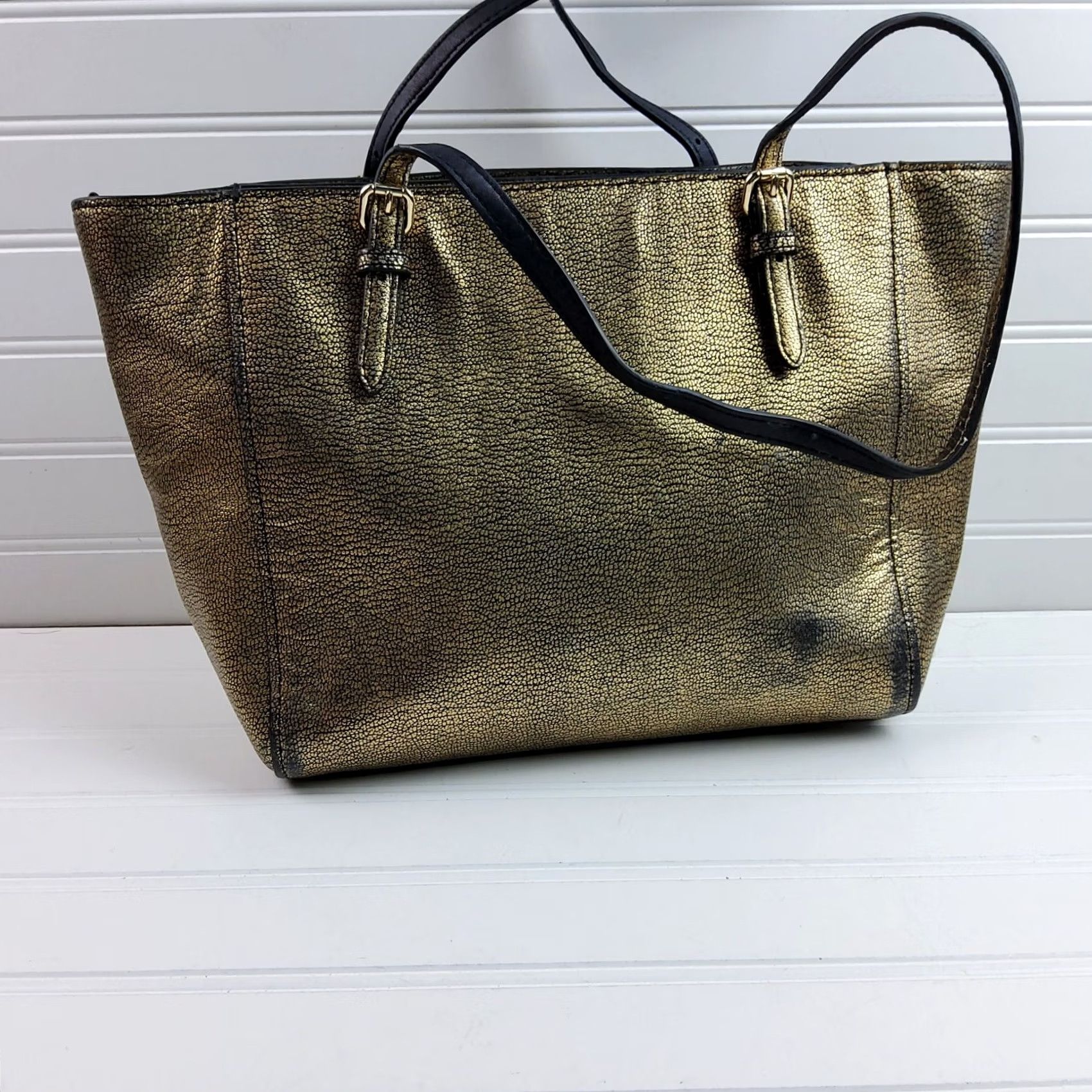 Coach Coach Tote Handbag Purse Metallic Leather Turn Lock Gold Leather Exterior Tote Women Size ONE SIZE - 3 Thumbnail