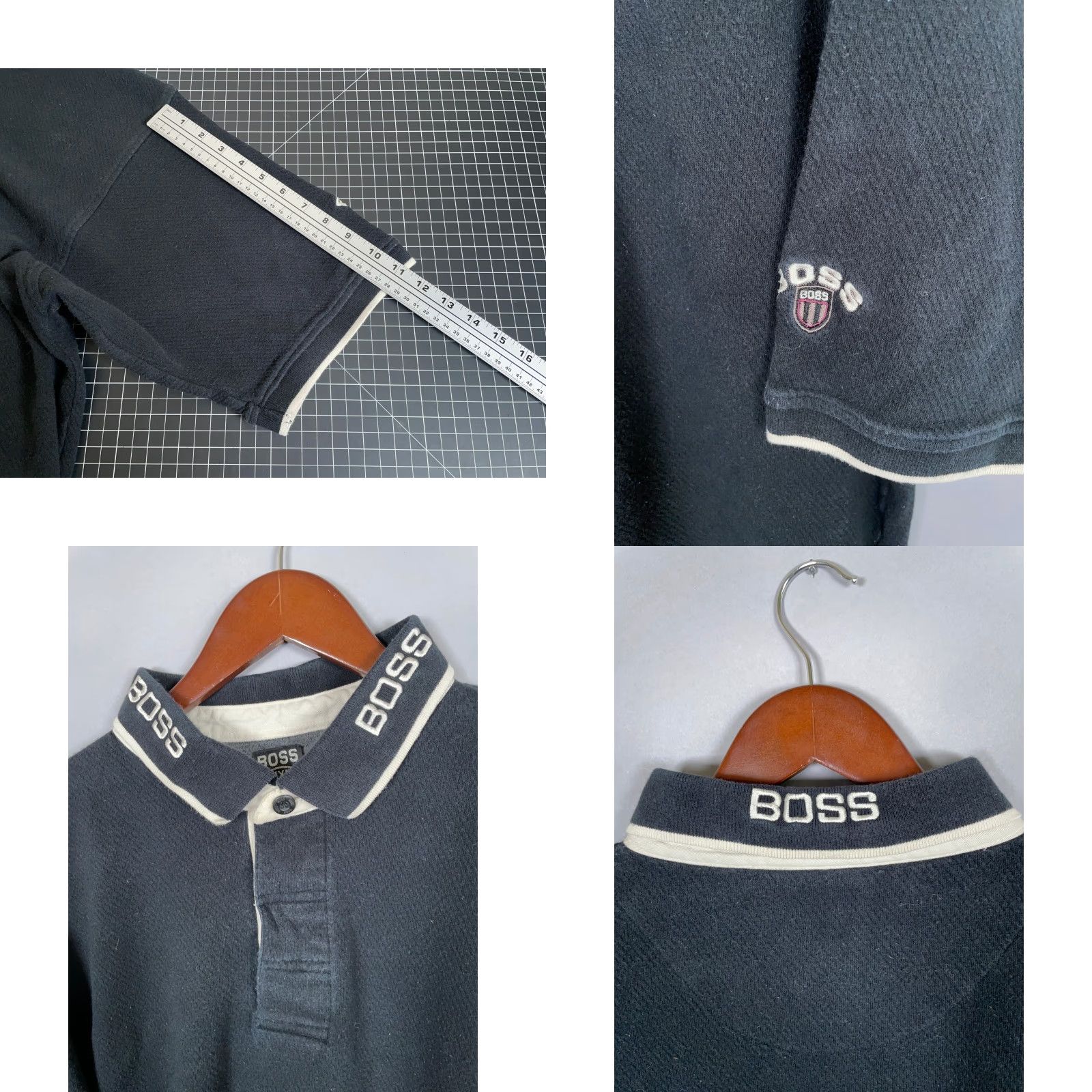Hugo Boss VINTAGE Hugo BOSS Polo Shirt Men 2XL Black Embroidered Textured Cotton Preppy Retro Size US XXL / EU 58 / 5 - 8 Thumbnail