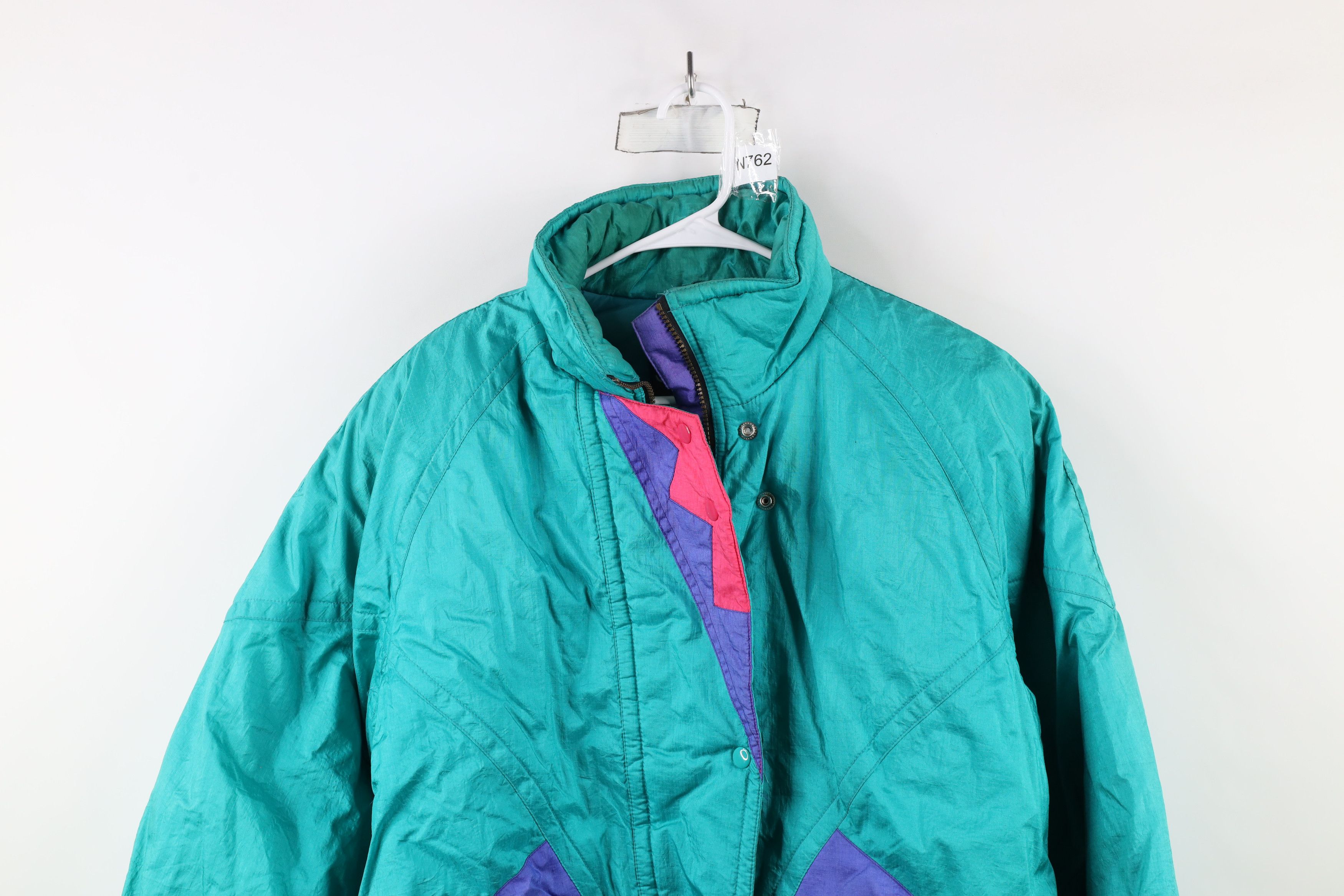 Vintage Vintage 90s Streetwear Block Full Zip Puffer Jacket Skiing Size L / US 10 / IT 46 - 2 Thumbnail