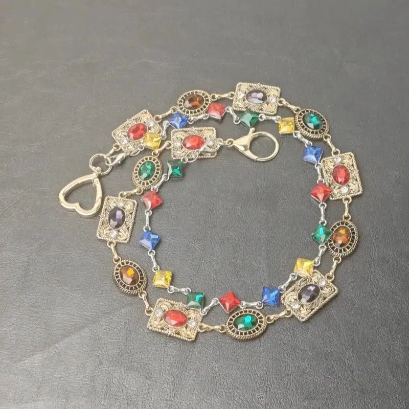 Jewelry Round Bead Rhinestone Multicolor Punk Pants Chain Size ONE SIZE - 5 Thumbnail