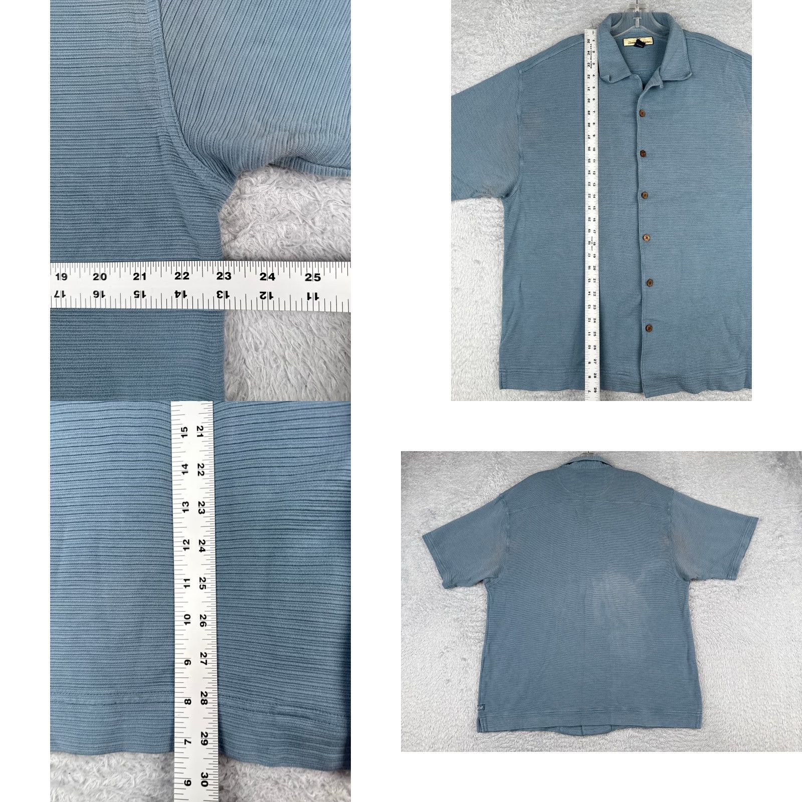 Tommy Bahama Tommy Bahama Shirt Men's Large Blue Stripe Silk Blend Button-Up Wood Button Aloha Hawaiian Resort Vacation Mens Size US L / EU 52-54 / 3 - 8 Thumbnail