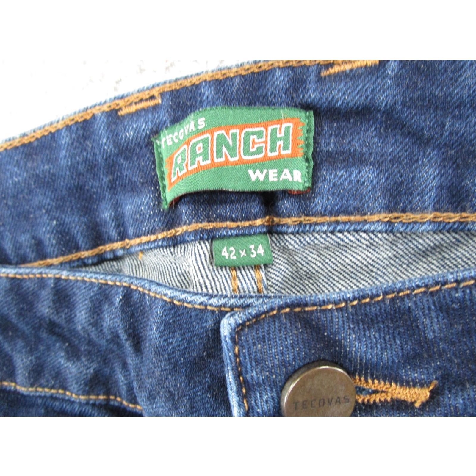 Tecovas Tecovas Jeans Straight Dark Blue Denim Mens Regular 42x34 5-Pocket Design Comfort Stretch Vintage? No, Not Vintage Orange? Wait no. Size US 42 / EU 58 - 4 Thumbnail