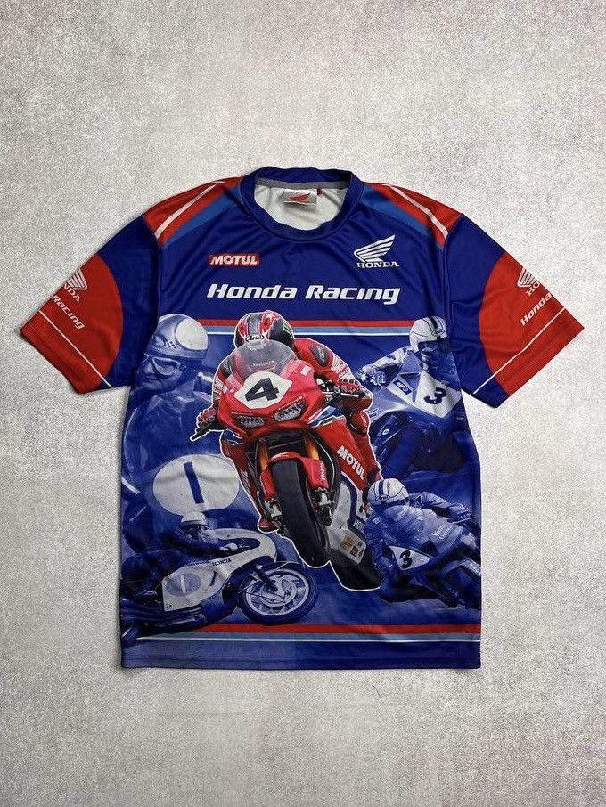 Honda × Vintage Vintage Honda Racing Motorcycle Allowerprint T-shirt L Size US L / EU 52-54 / 3 - 1 Thumbnail