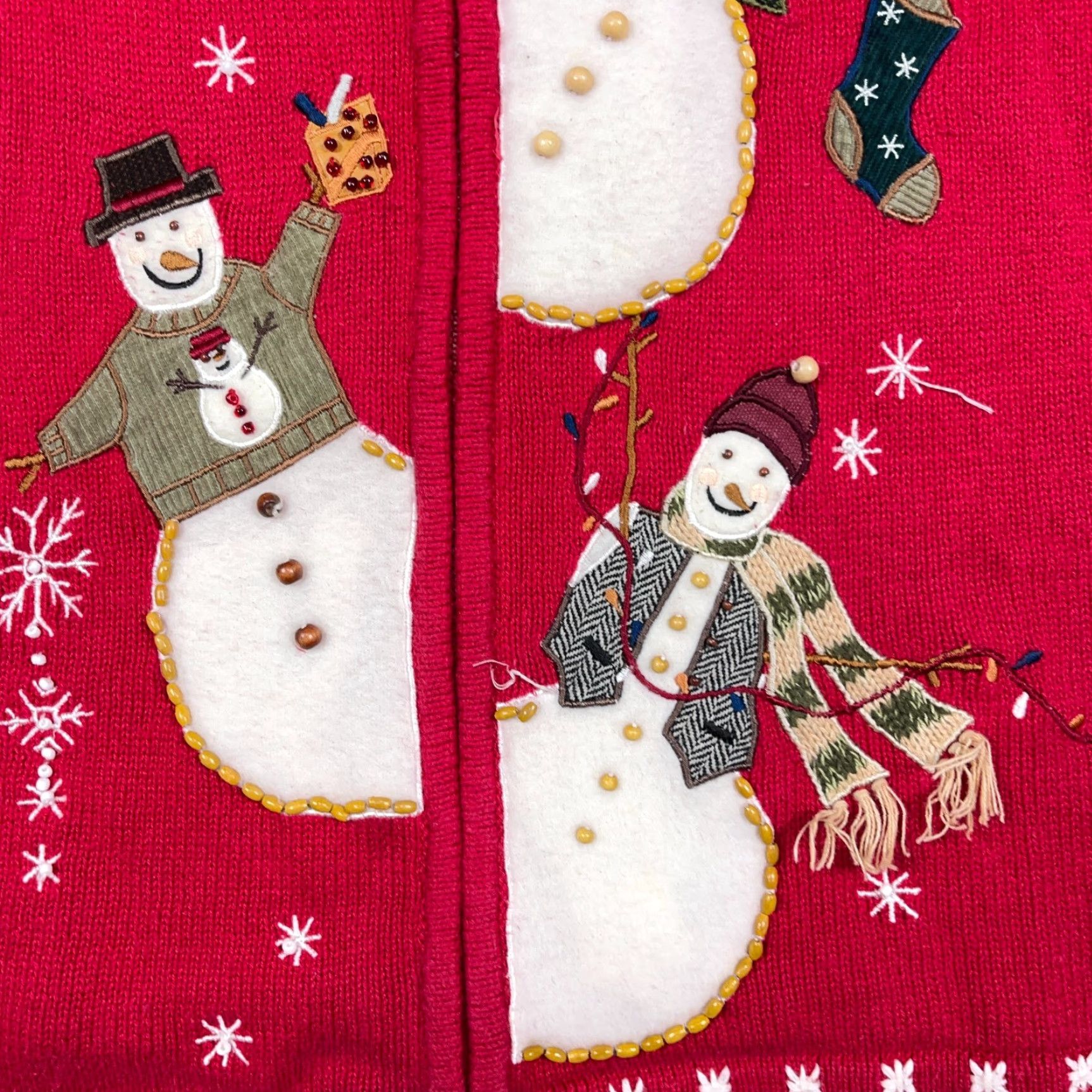 Vintage VINTAGE Tiara International Christmas Cardigan Women XL Red Knit Heavyweight Ugly 90s Snowman Size XL / US 12-14 / IT 48-50 - 6 Thumbnail