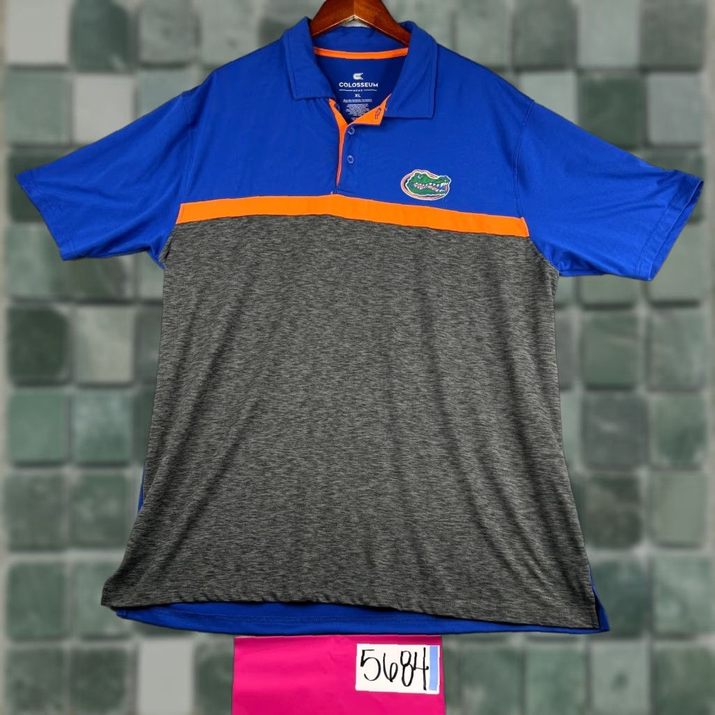 Vintage Florida Gators Colosseum Polo Shirt XL Royal Blue Gray Performance Stretch Mens Size US XL / EU 56 / 4 - 1 Thumbnail