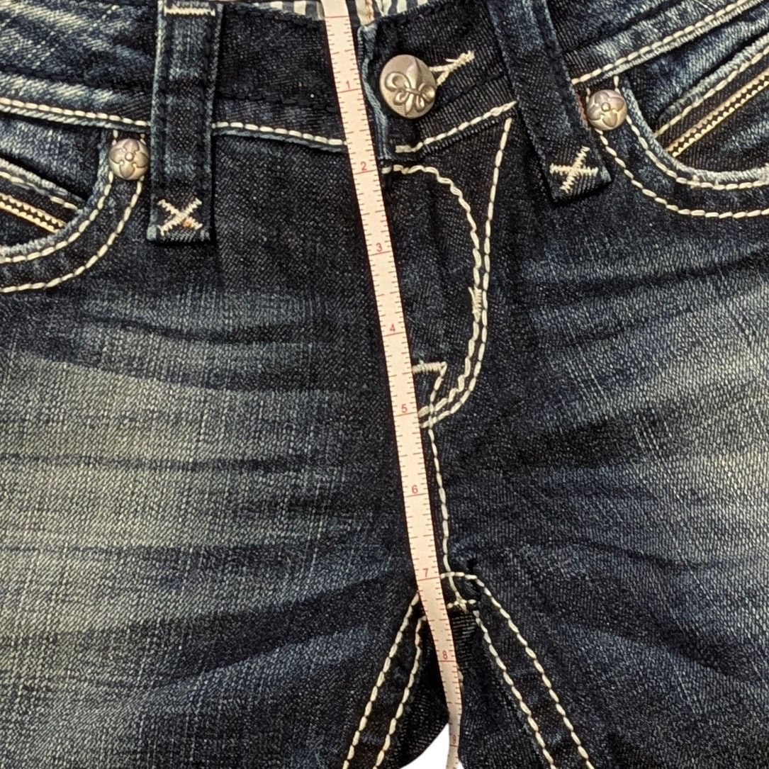 Rock Revival New ROCK REVIVAL Capri Jeans Dark Wash Fleur de Lis Pocket Size 26" / US 2 / IT 38 - 8 Thumbnail