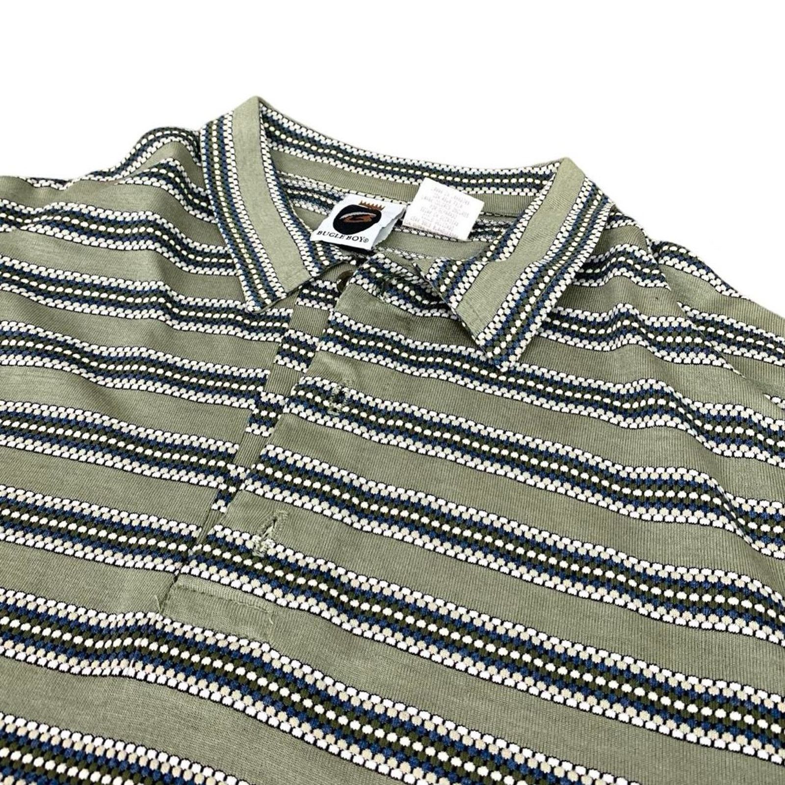 Bugle Boy × Vintage Vintage Bugle Boy Striped Polo Shirt Size US XL / EU 56 / 4 - 2 Thumbnail