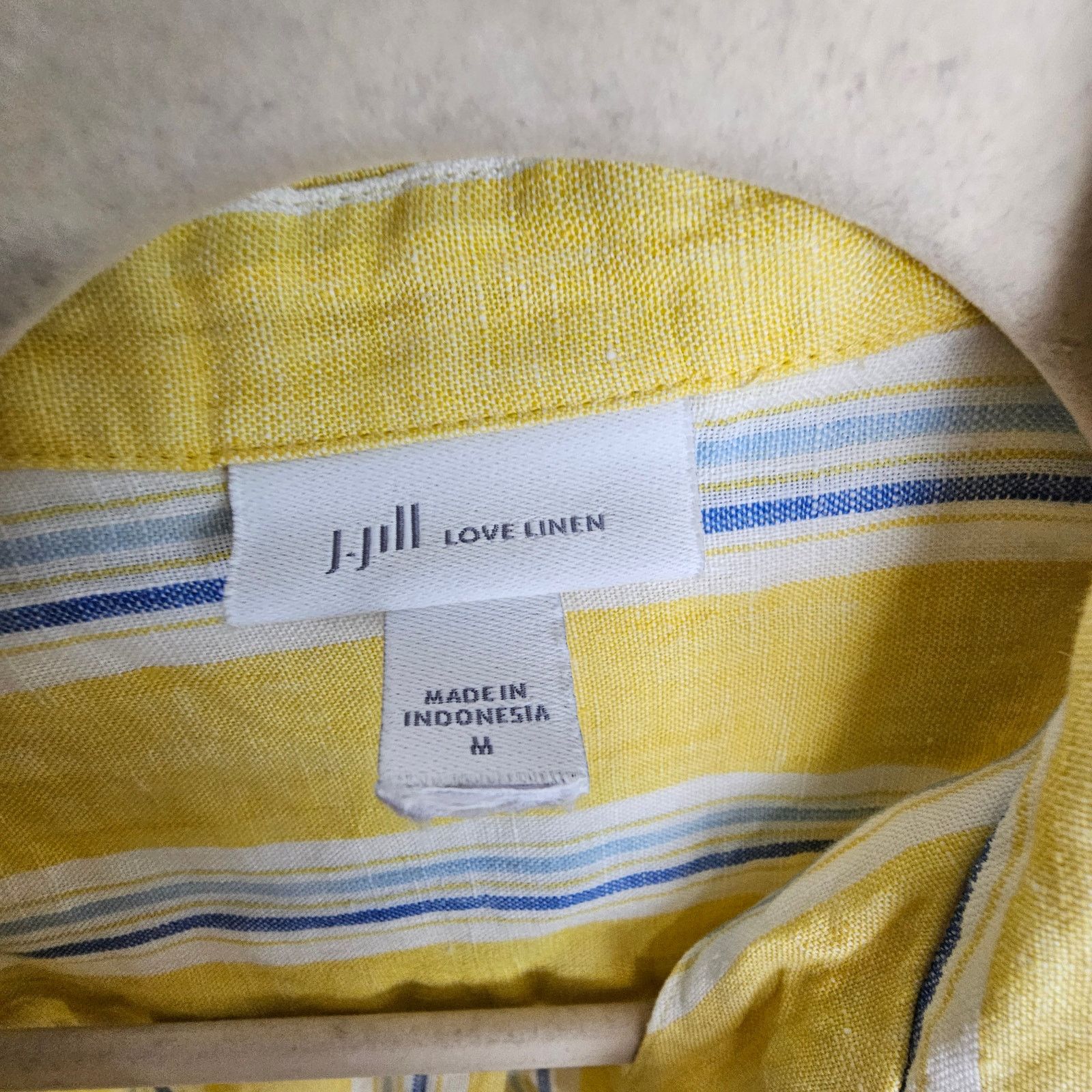 J. Jill J. Jill Love Linen Yellow Striped Linen Shirt Tunic Top M Size M / US 6-8 / IT 42-44 - 6 Thumbnail