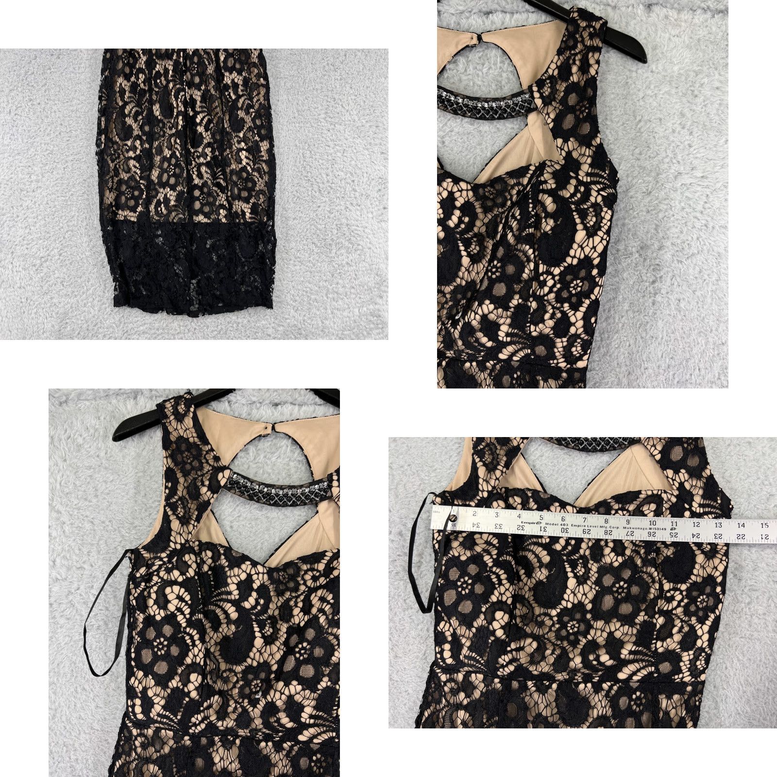 Vintage Enfocus Studio Dress Womens 6 Black Lace Sleeveless Polyester Nylon Elegant Wear Dress Size M / US 6-8 / IT 42-44 - 8 Thumbnail