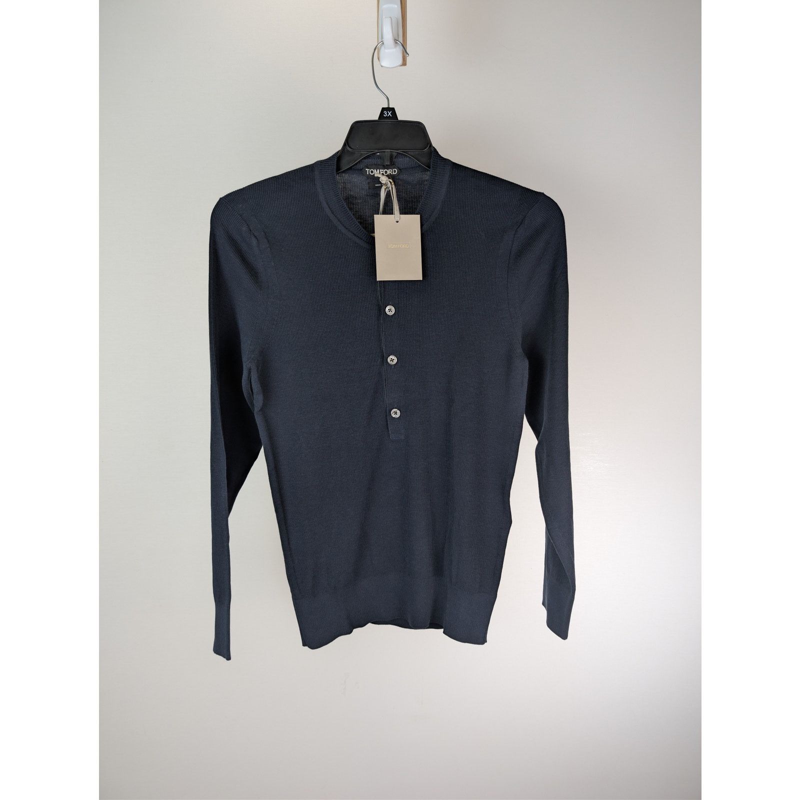 Tom Ford o1rshd1 Henley Shirt in Navy Blue Size US S / EU 44-46 / 1 - 8 Thumbnail