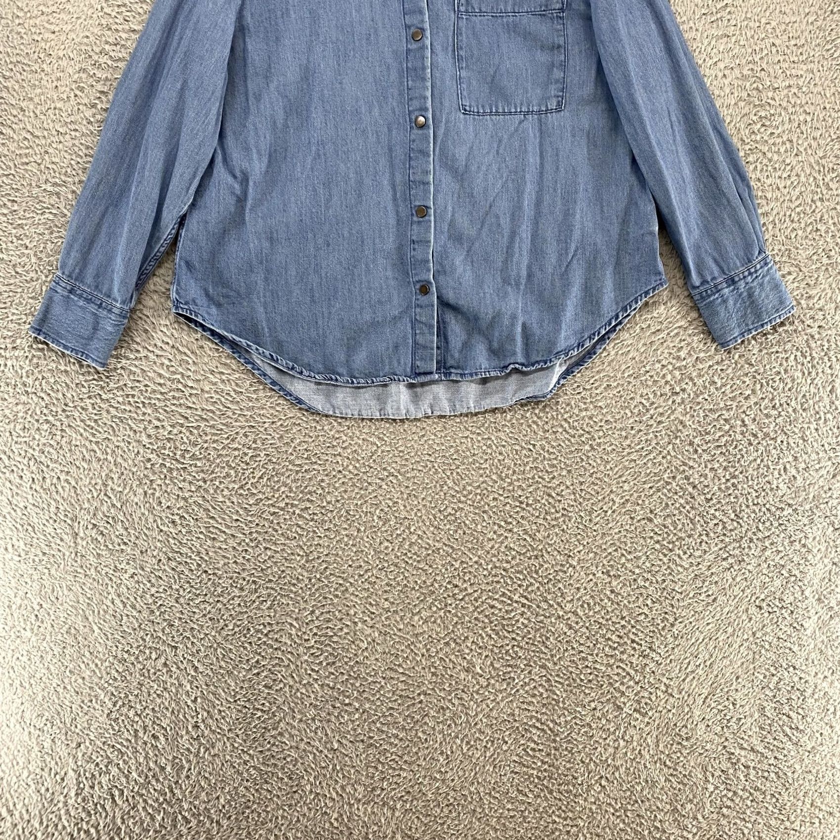 Vintage Lola River Chambray Shirt Womens Large Blue Cotton Button Up Long Sleeve Top Size L / US 10 / IT 46 - 3 Thumbnail
