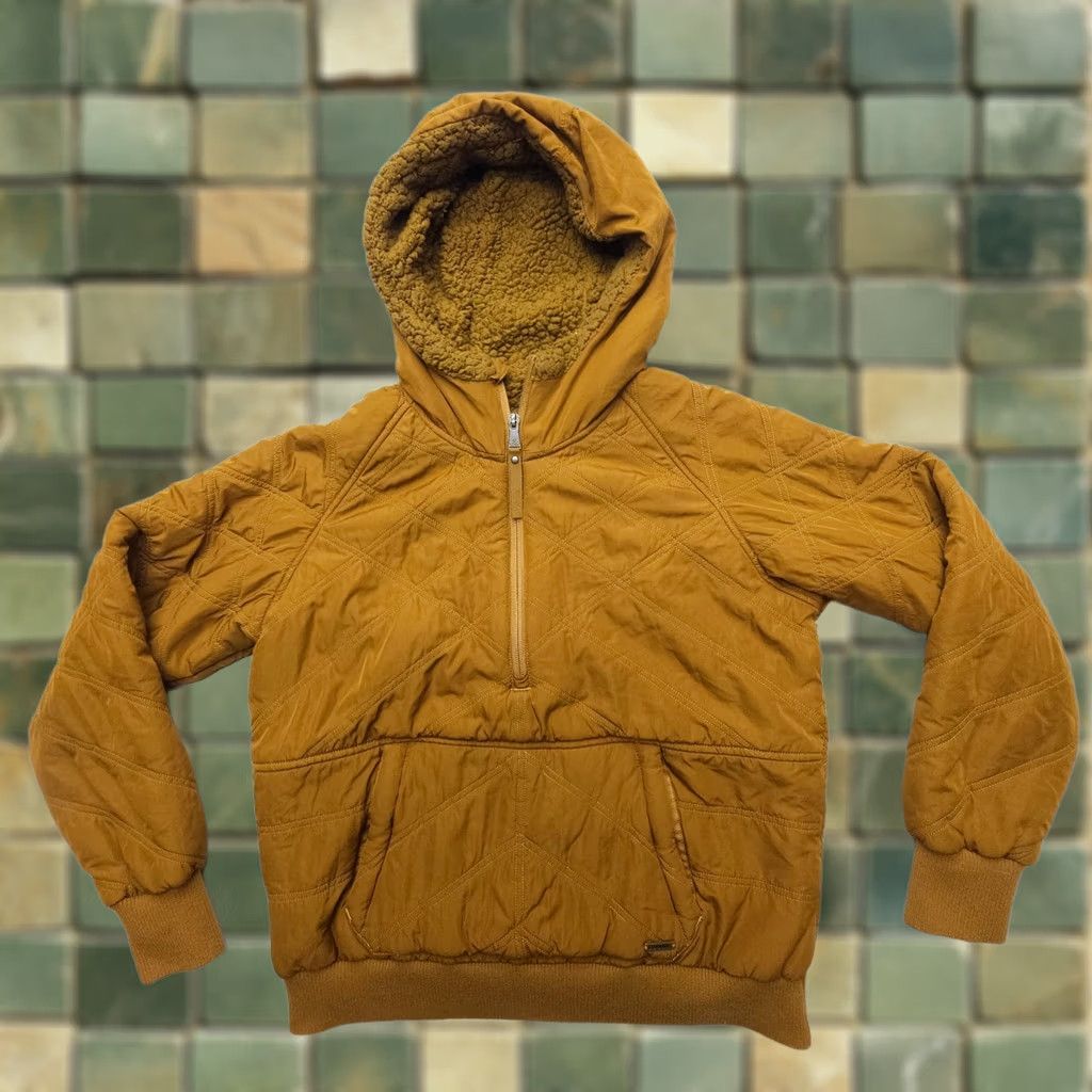 Prana Prana Esla Half Zip Pullover Womens Small Bronze Hooded Anorak Lined Quilted Full Zip Jacket Subtle Stain Included Size S / US 4 / IT 40 - 1 Thumbnail