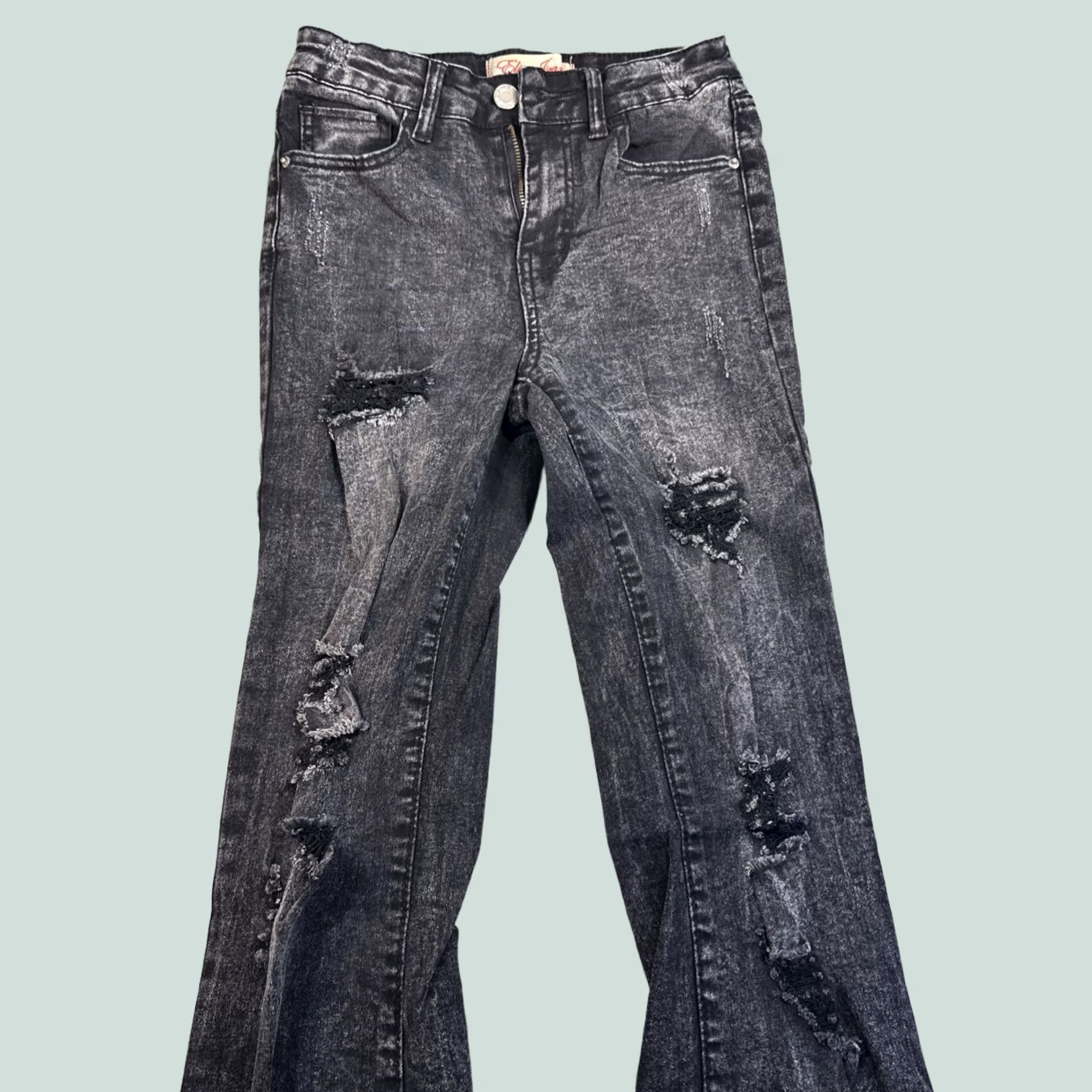 Vintage VINTAGE Elite Jeans Women’s Flare Jeans Distressed Black 3 X 26 Womens Size 26" / US 2 / IT 38 - 1 Thumbnail