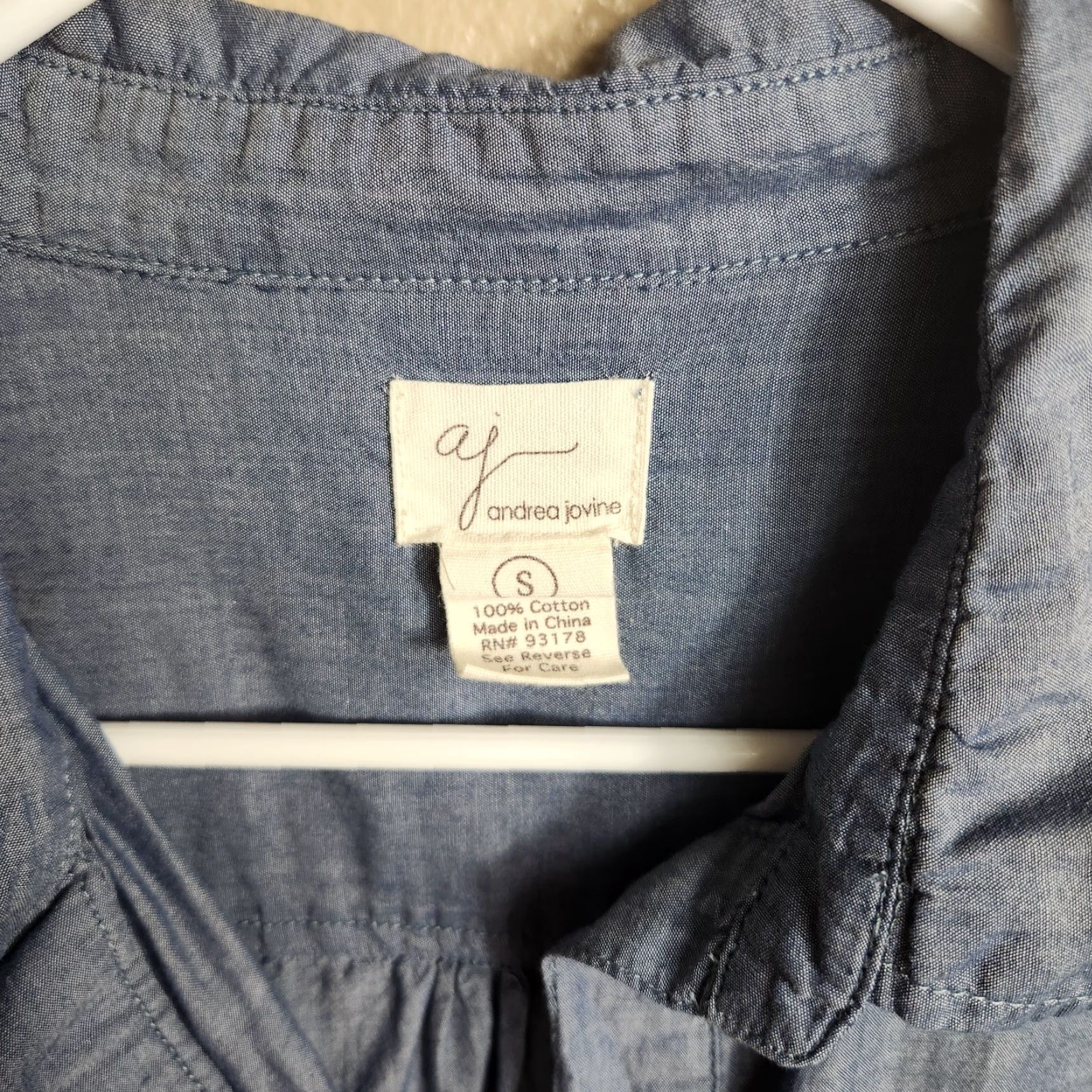 Vintage Andrea Jovine Blouse Tunic Womens Cotton Blue Chambray Pockets-Size S Size S / US 4 / IT 40 - 5 Thumbnail