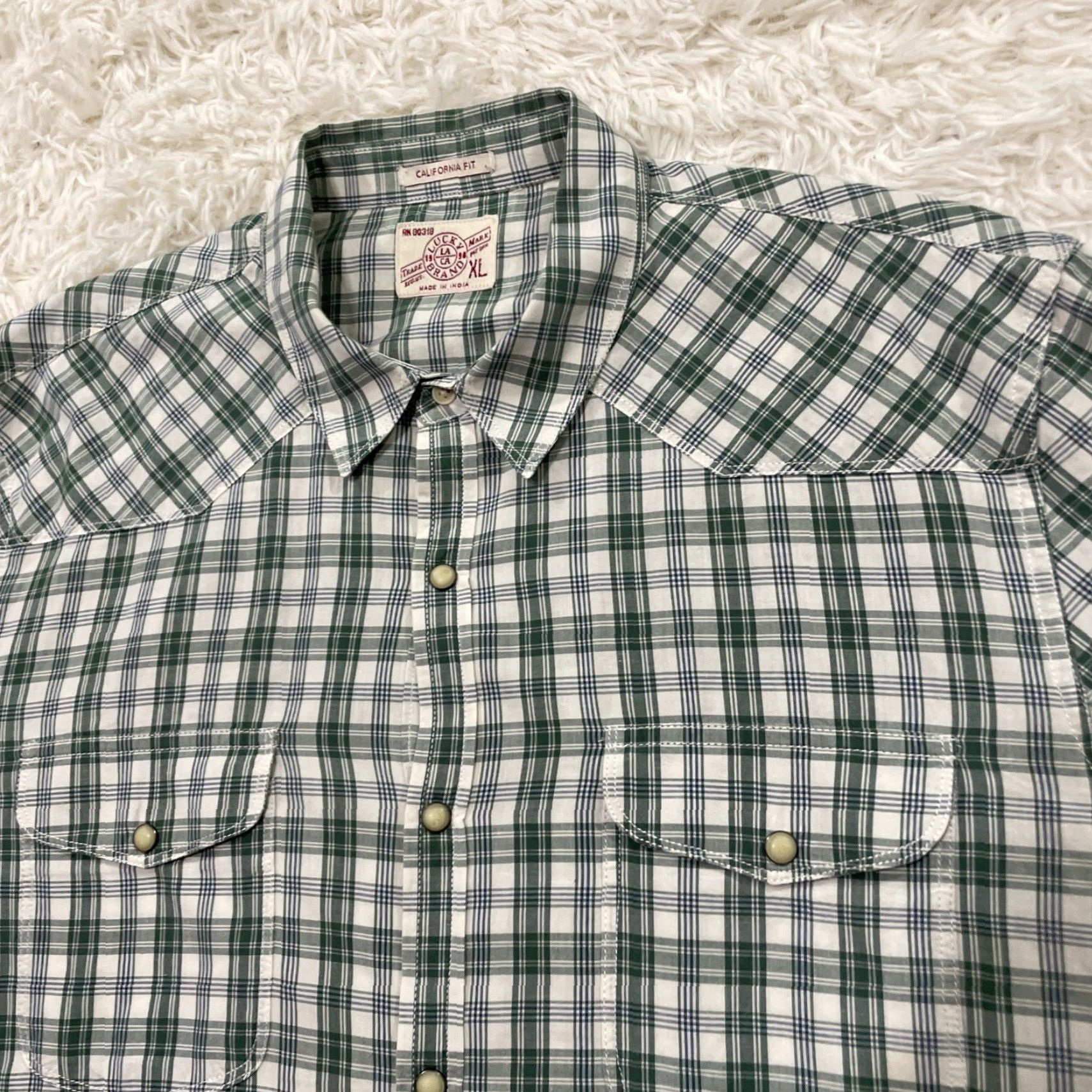 Lucky Brand LUCKY BRAND Pearl Snap Shirt Men XL Western Green Plaid California Fit 90s St. Patrick's Day Art Free-Color? Size US XL / EU 56 / 4 - 2 Thumbnail